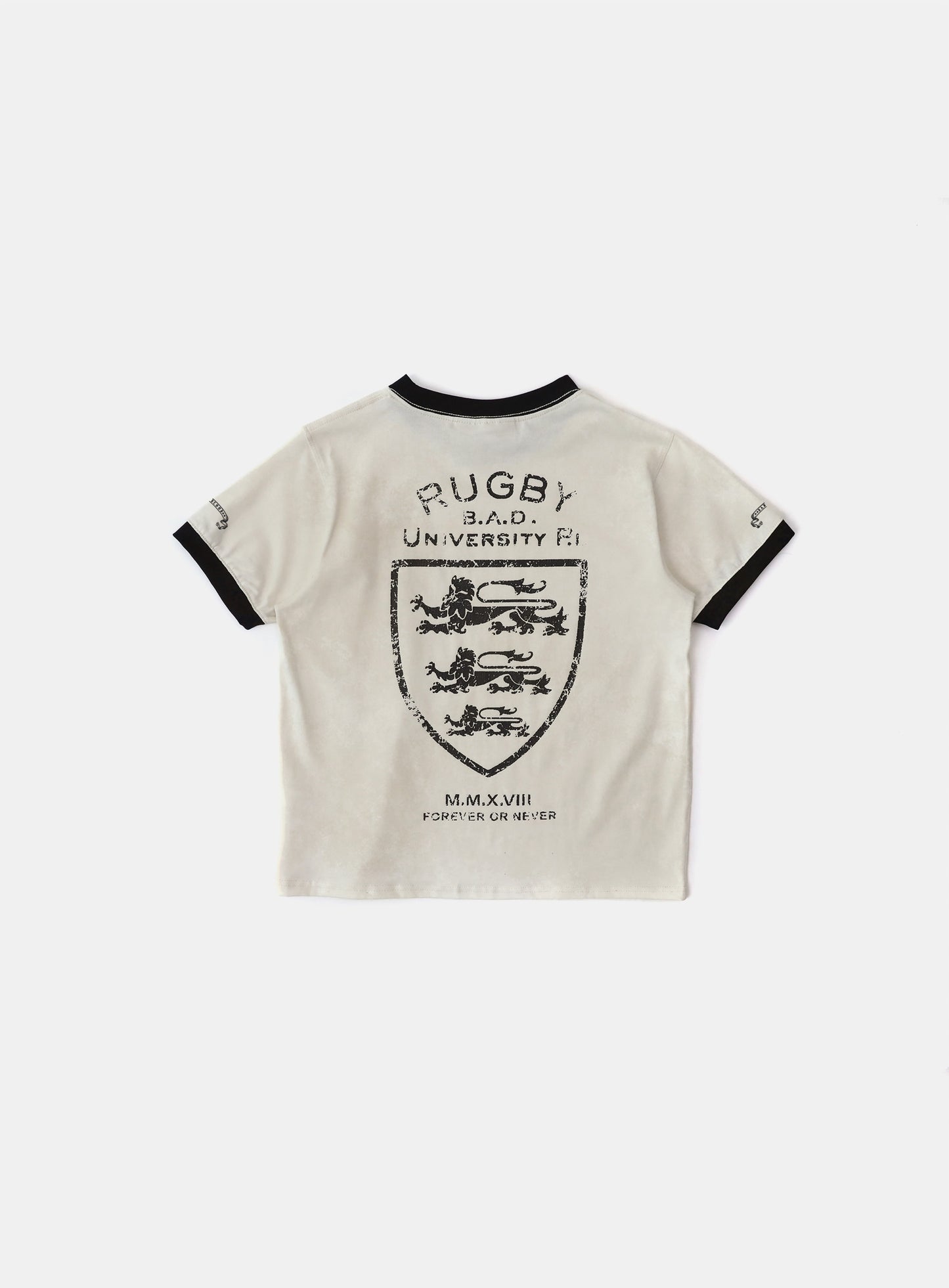 Mystic Shield Print Ringer T-Shirt - Cream