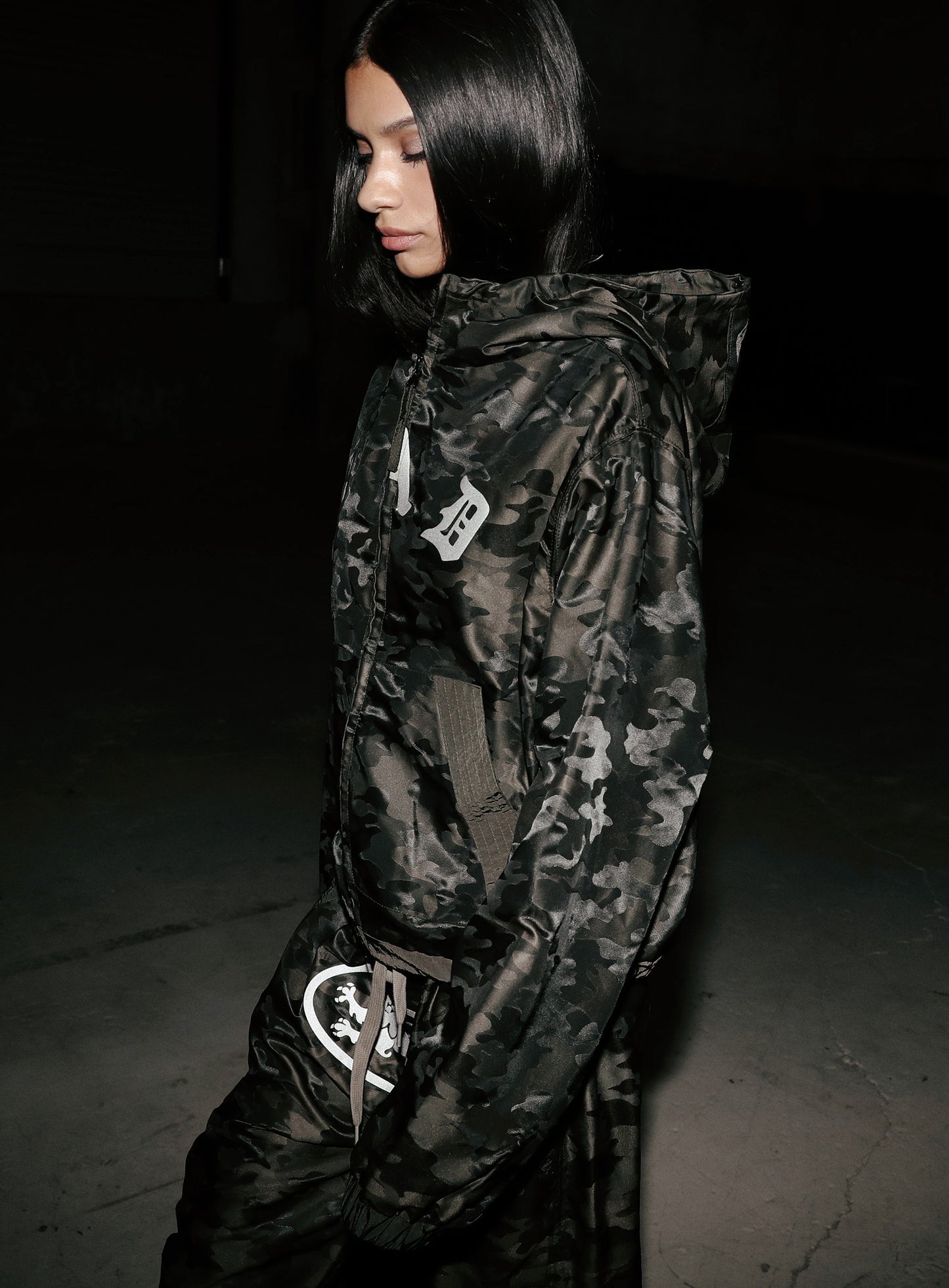 Mystic Nylon Reflective Hooded Zip-Up - Brown Camo