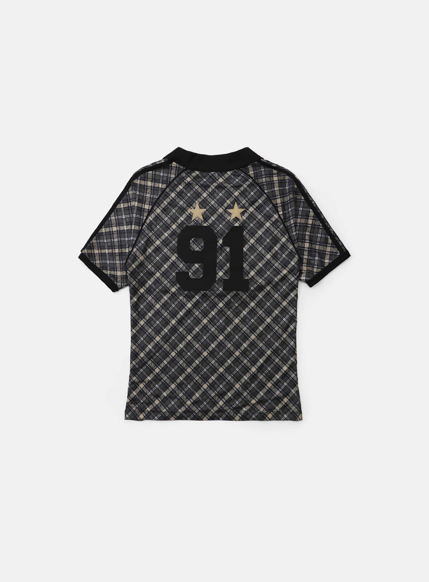 Vintage Club V-Neck Check T-Shirt - Black