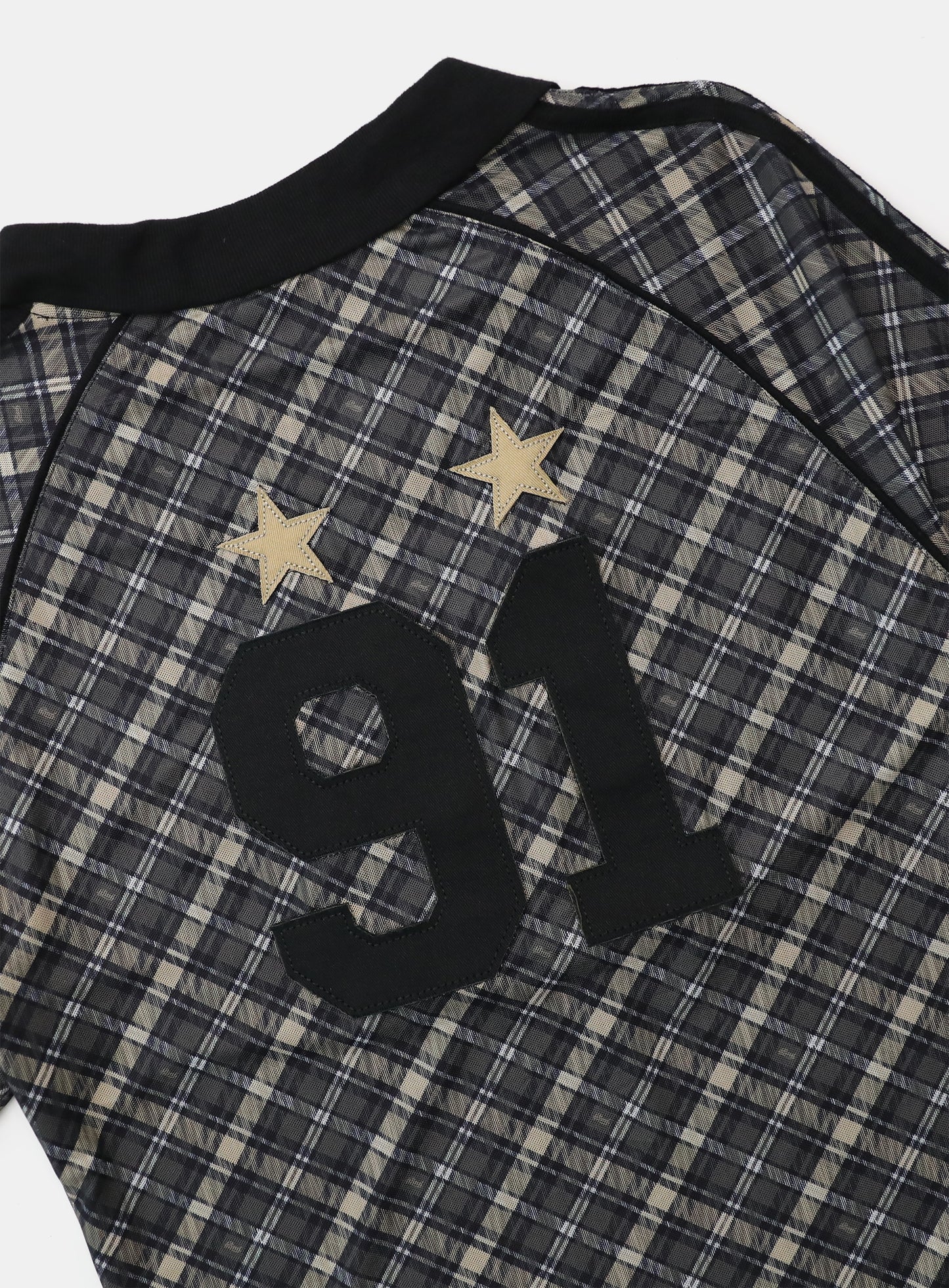 Vintage Club V-Neck Check T-Shirt - Black