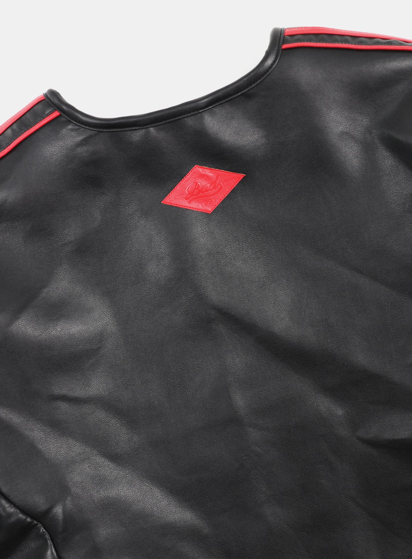 Billy Leather Collarless Jacket - Black