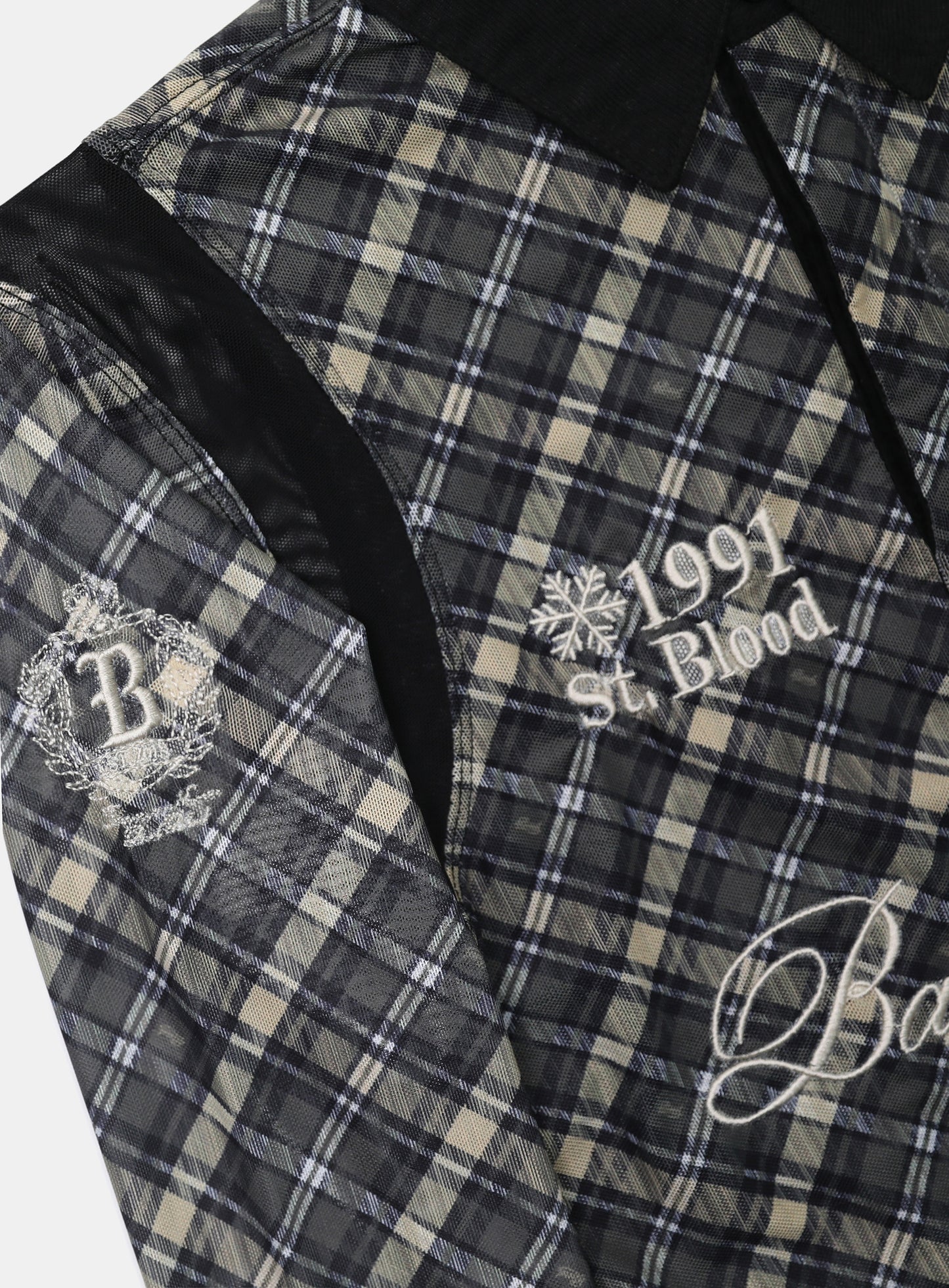 Saint Blood Rugby Shirt Slim Fit - Check Black