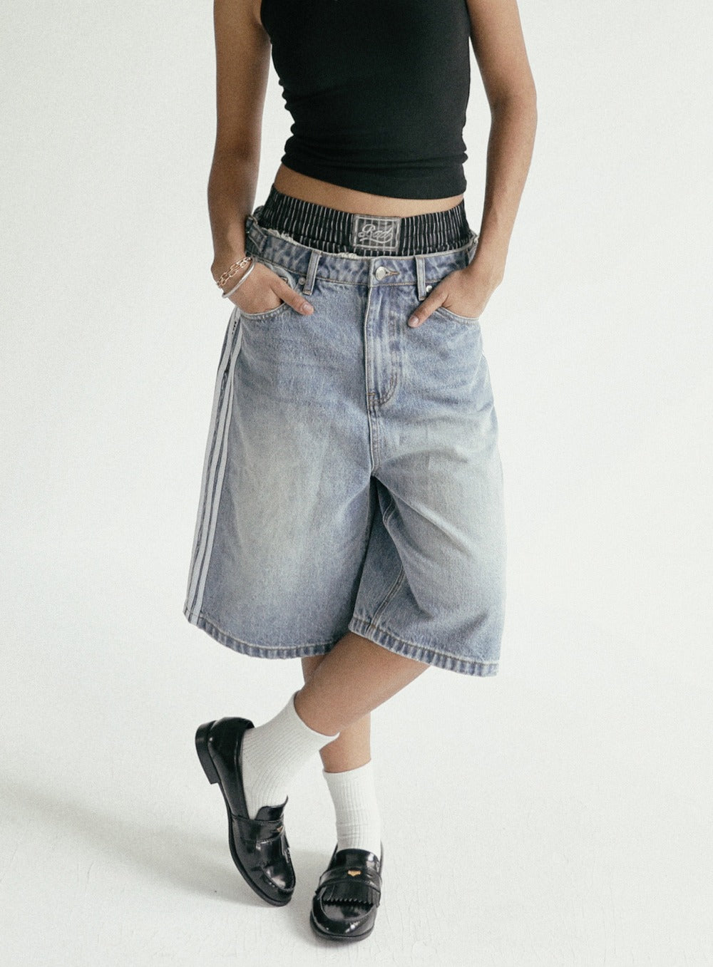 Billy Track Bermuda Jeans Baggy Fit - Blue