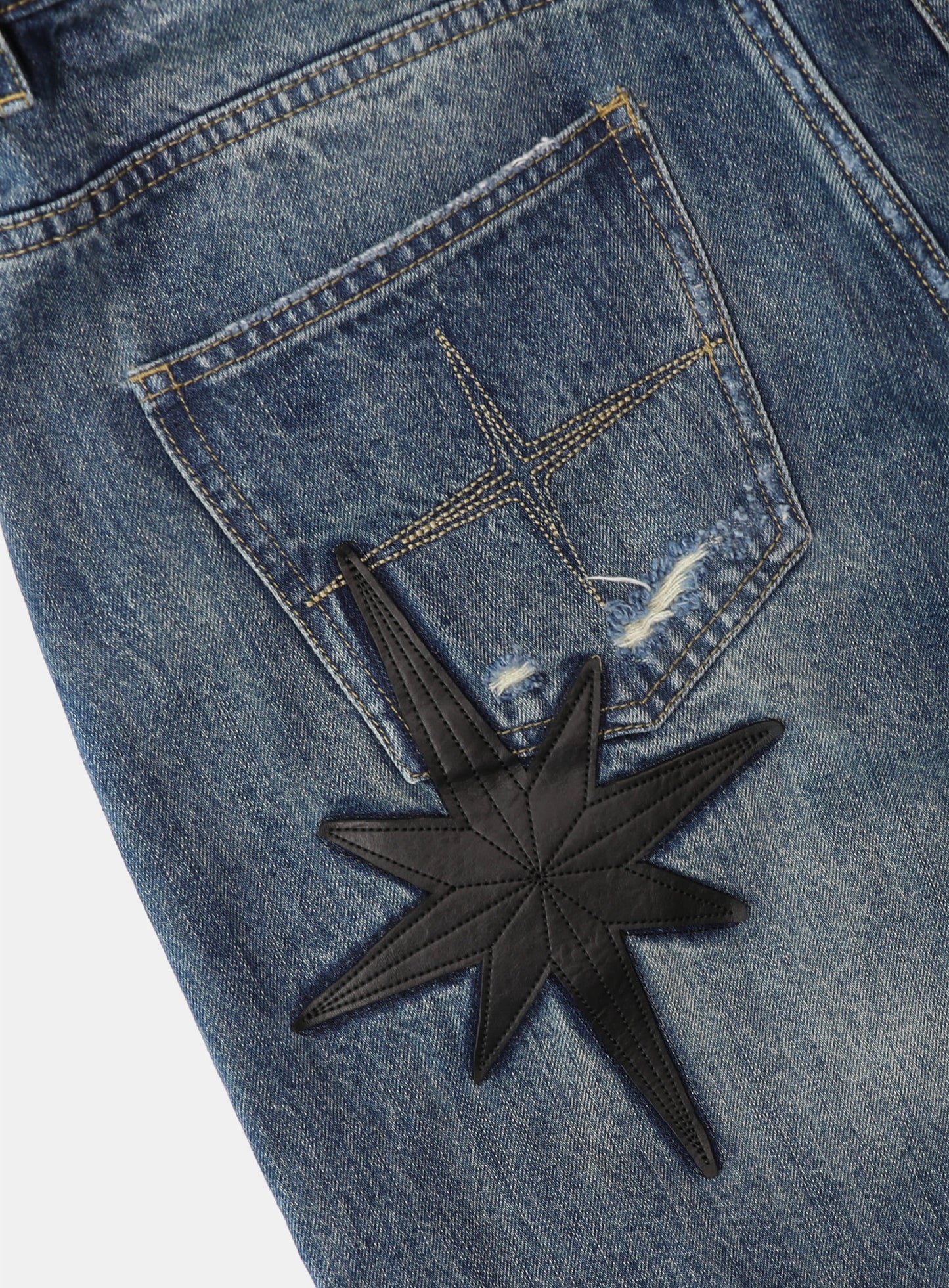 Convex Denim Long Bermuda Pants - Mid Blue