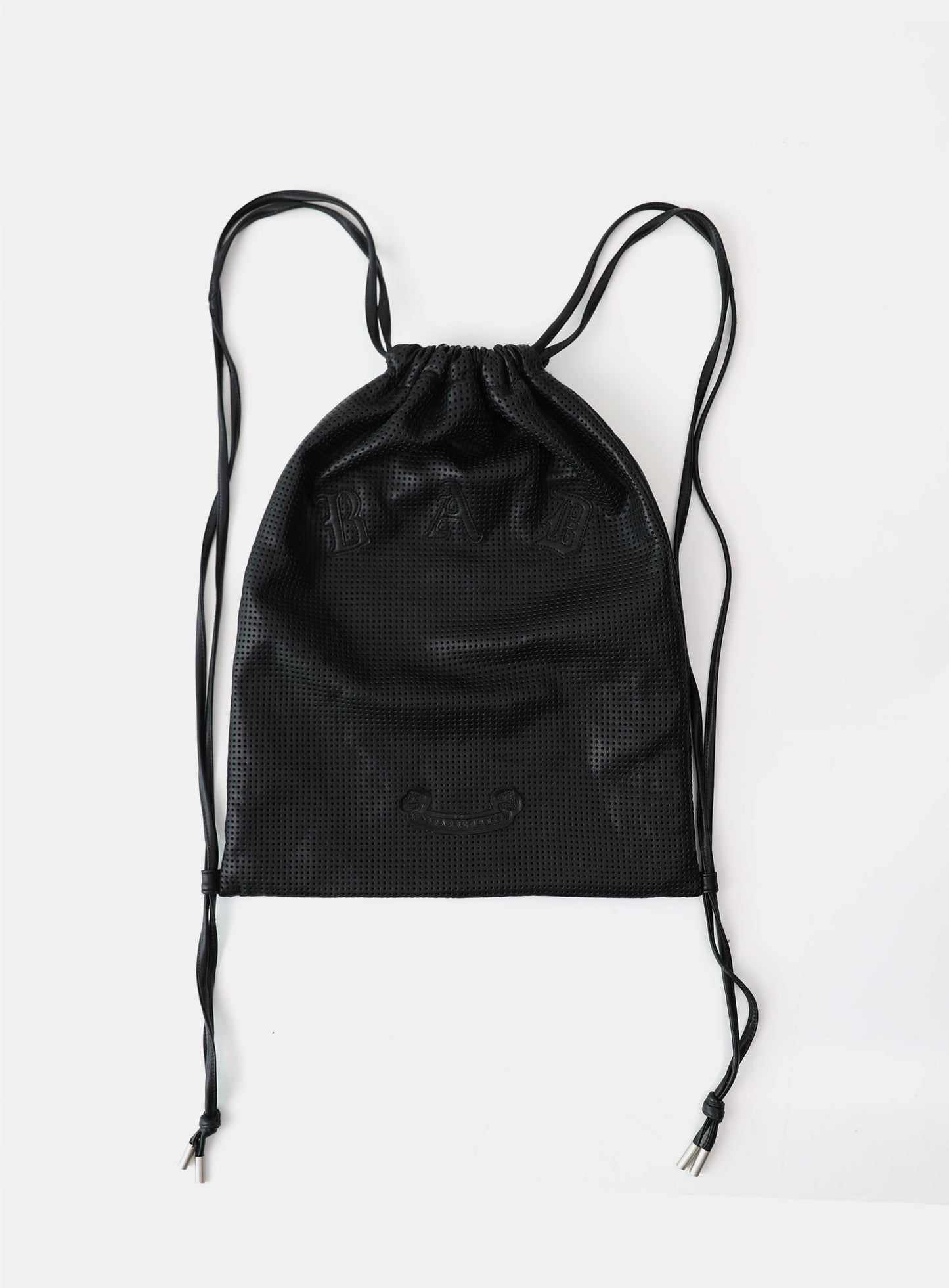 Perforated Leather Gym Sack - Black