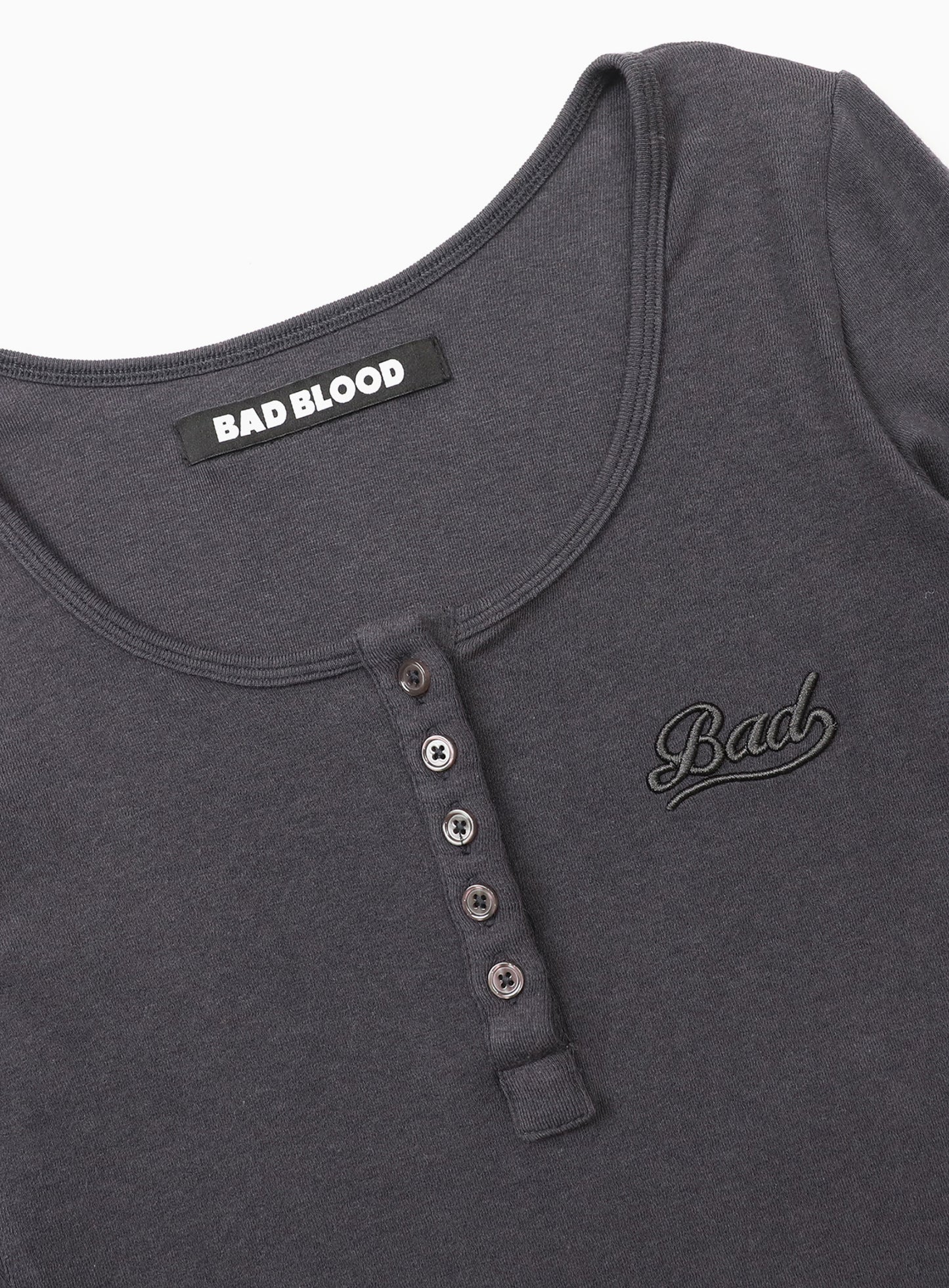 Beyond Soft Henley Neck Long Sleeve - Charcoal