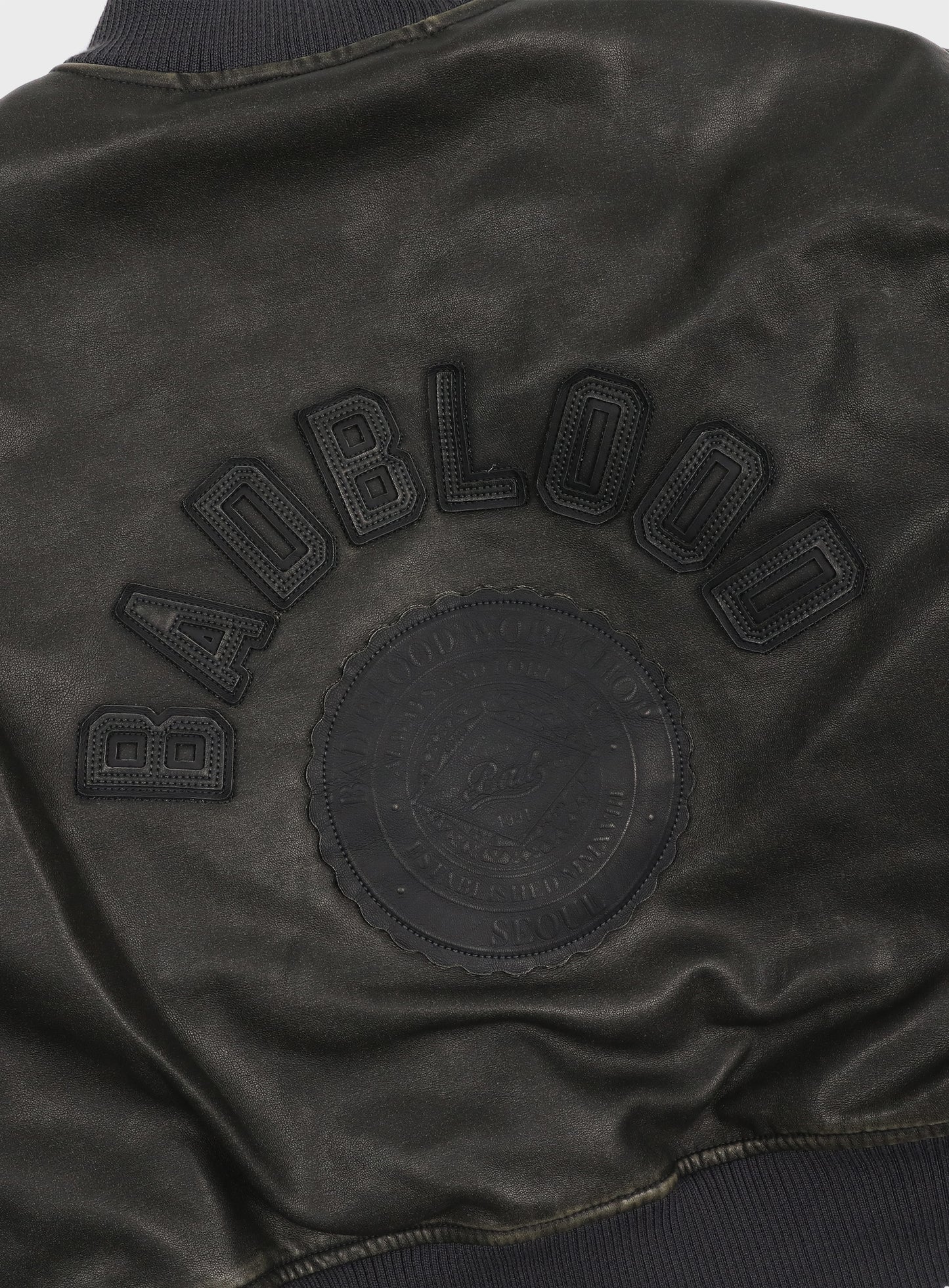 Leather ma-1 jacket - washed black