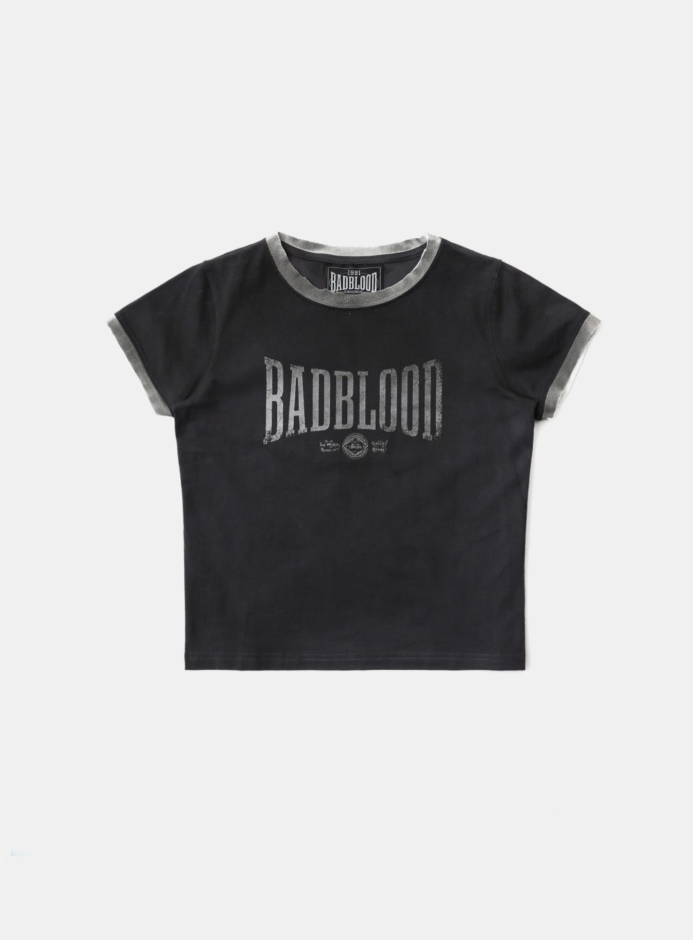 Curved Logo Dusty Ringer T-Shirt - Black