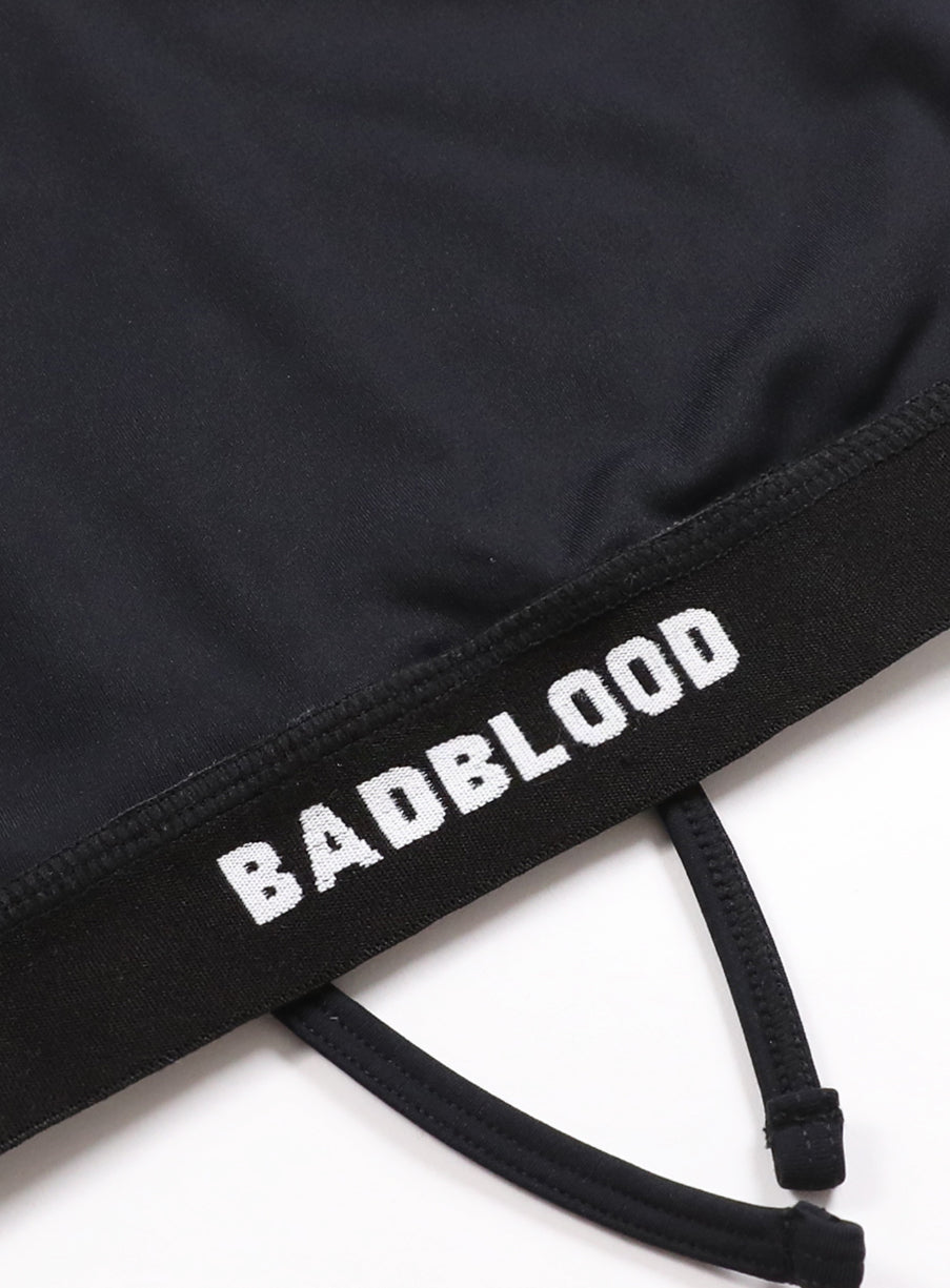 Small Logo Off Shoulder 1/2 Tee Bra - Black