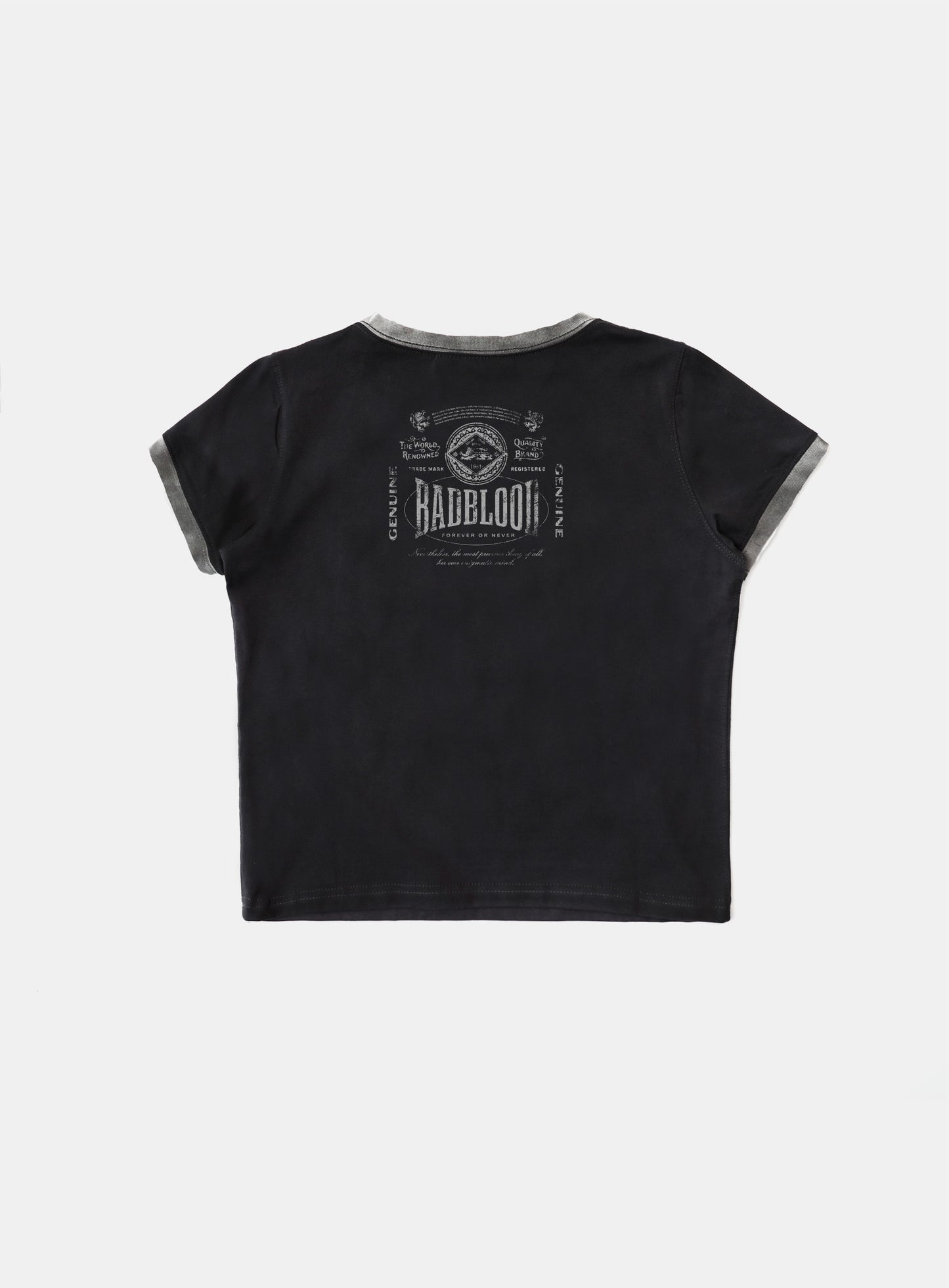 Curved Logo Dusty Ringer T-Shirt - Black