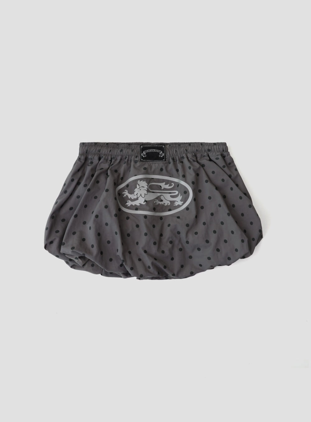 Mystic Nylon Reflective Balloon Mini Skirt - Charcoal Dot