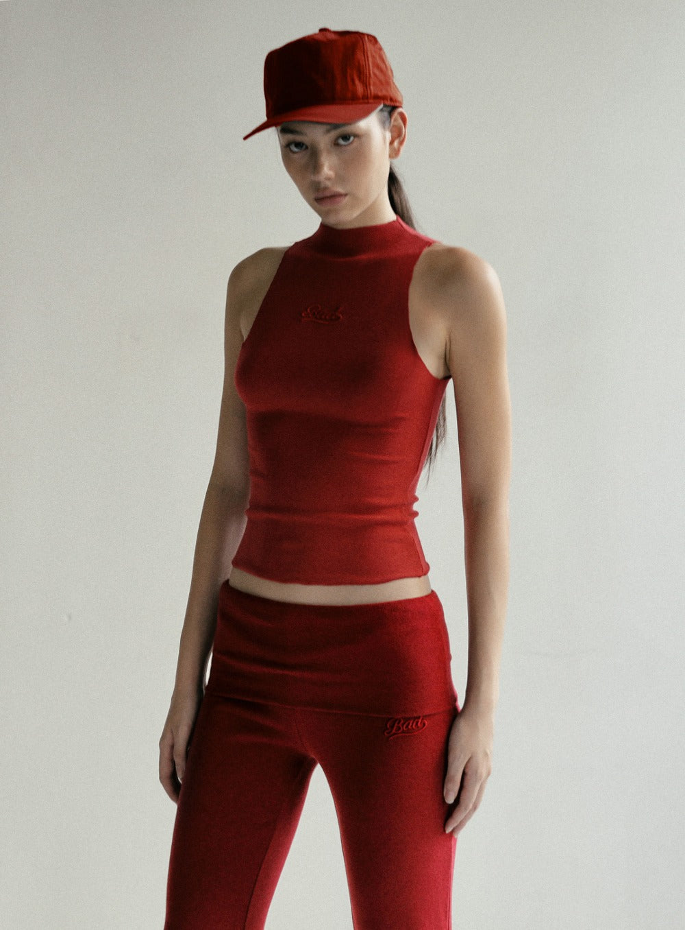 Beyond Soft Mockneck Tank - Carmine