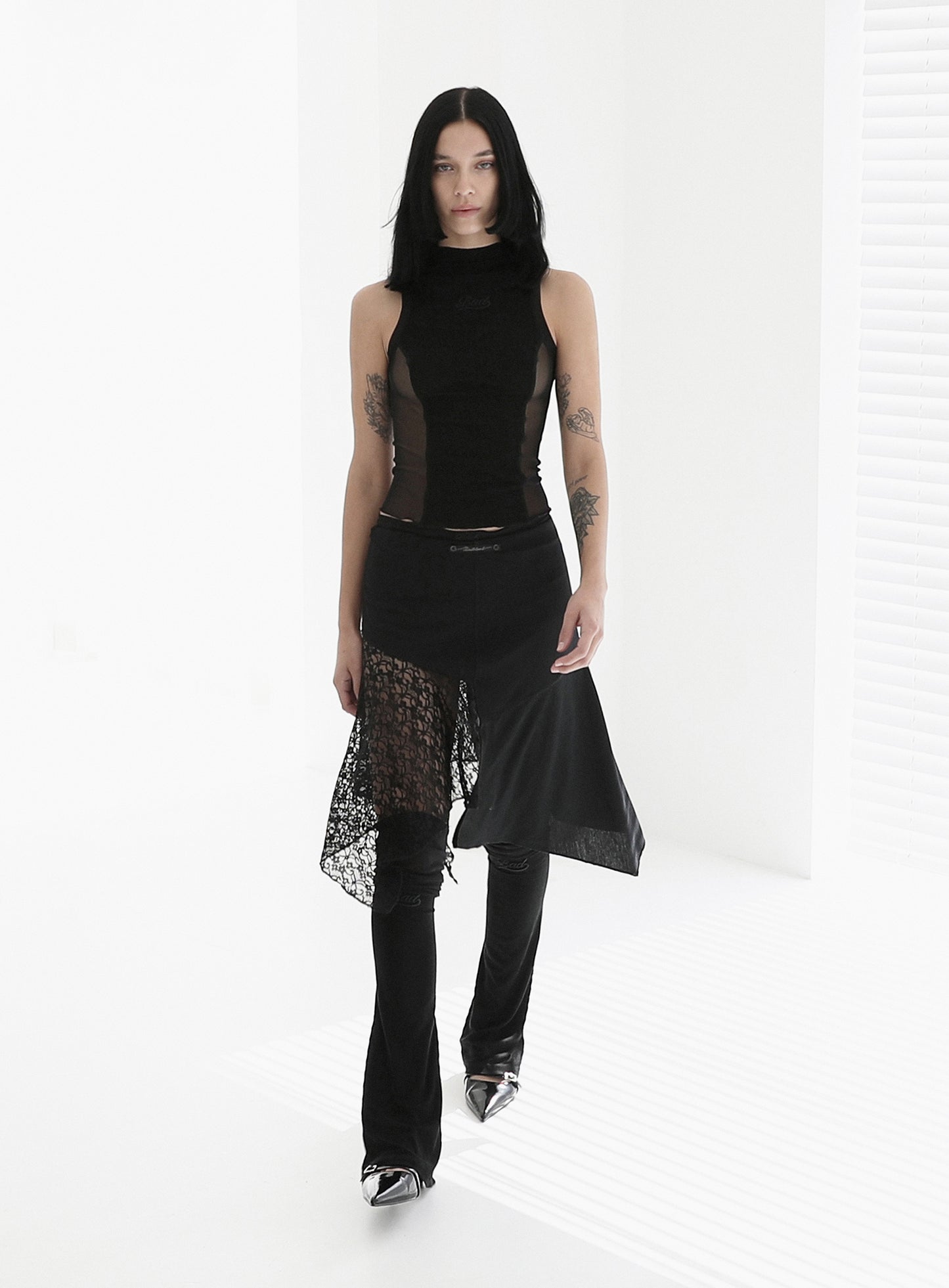Second Skin Mock Neck Tank - Charcoal/Black