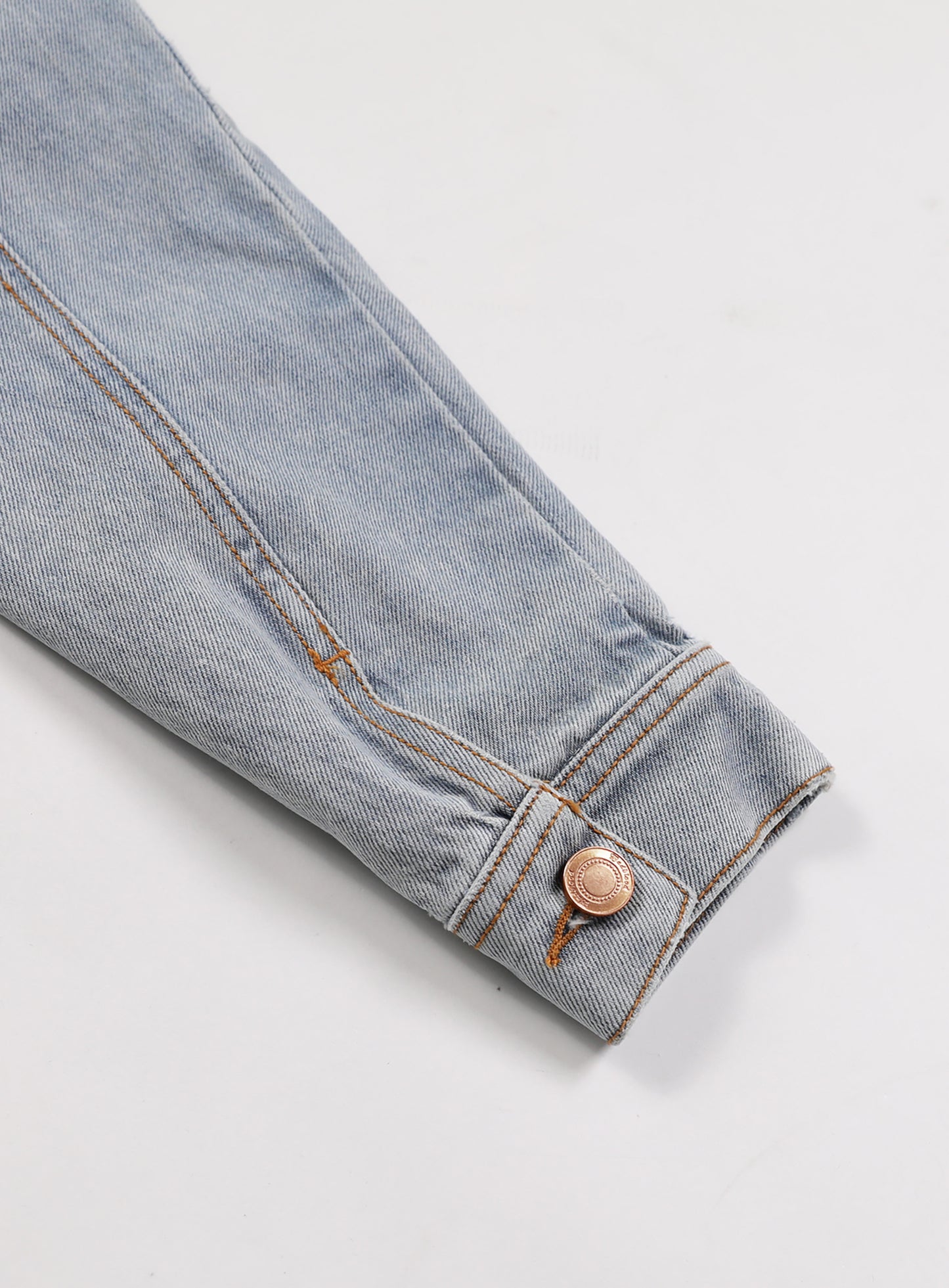 Extra Crop Denim Trucker Jacket - Mid Blue