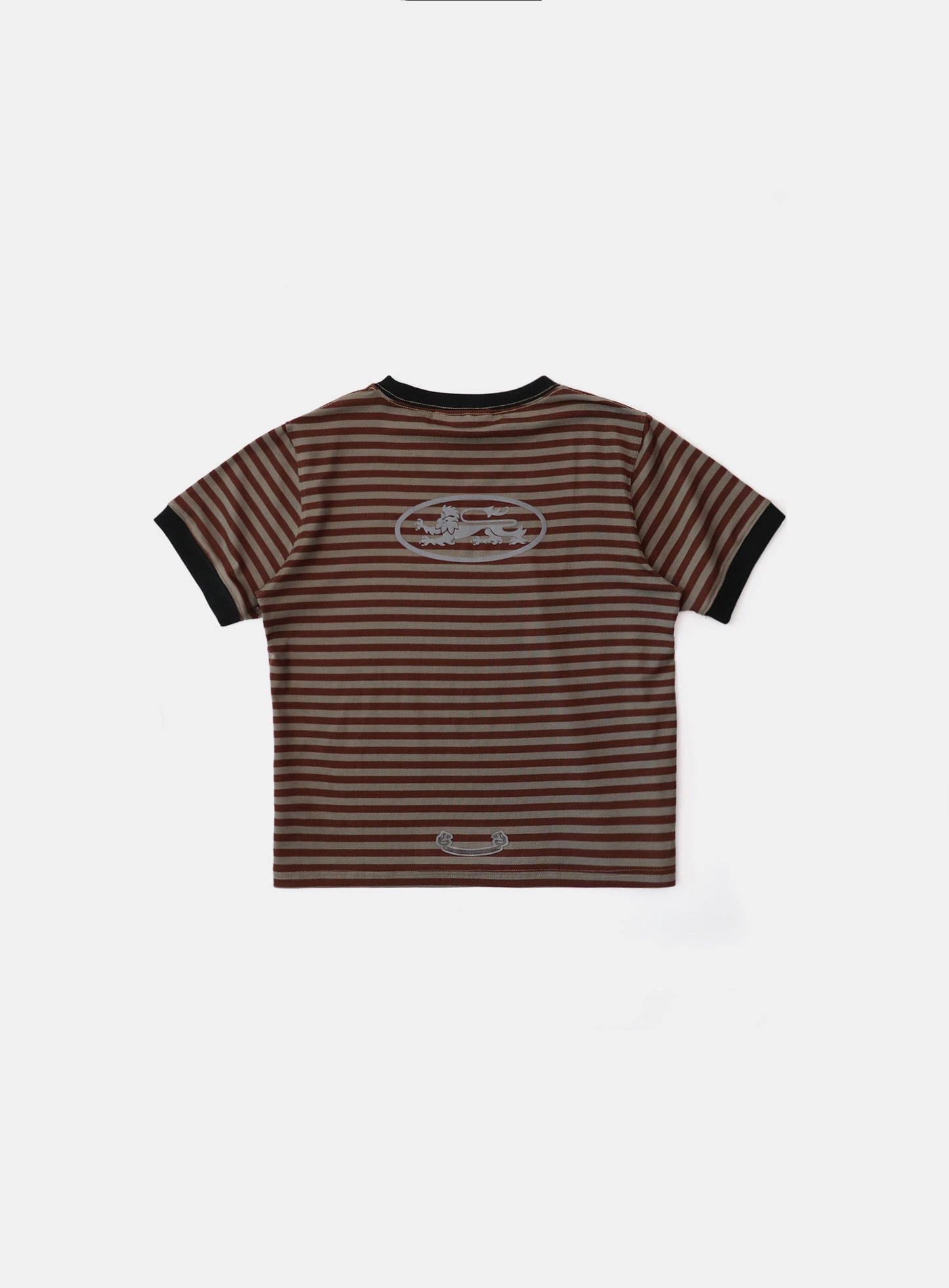 Tiny Logo Jersey Ringer T-Shirt - Brown/Stripe