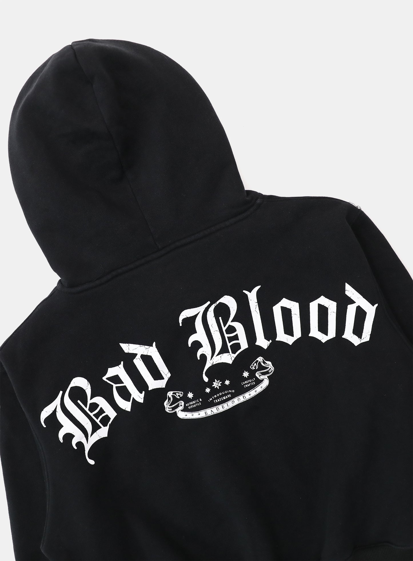 Lion Patch Hooded Zip-Up - Washed Black