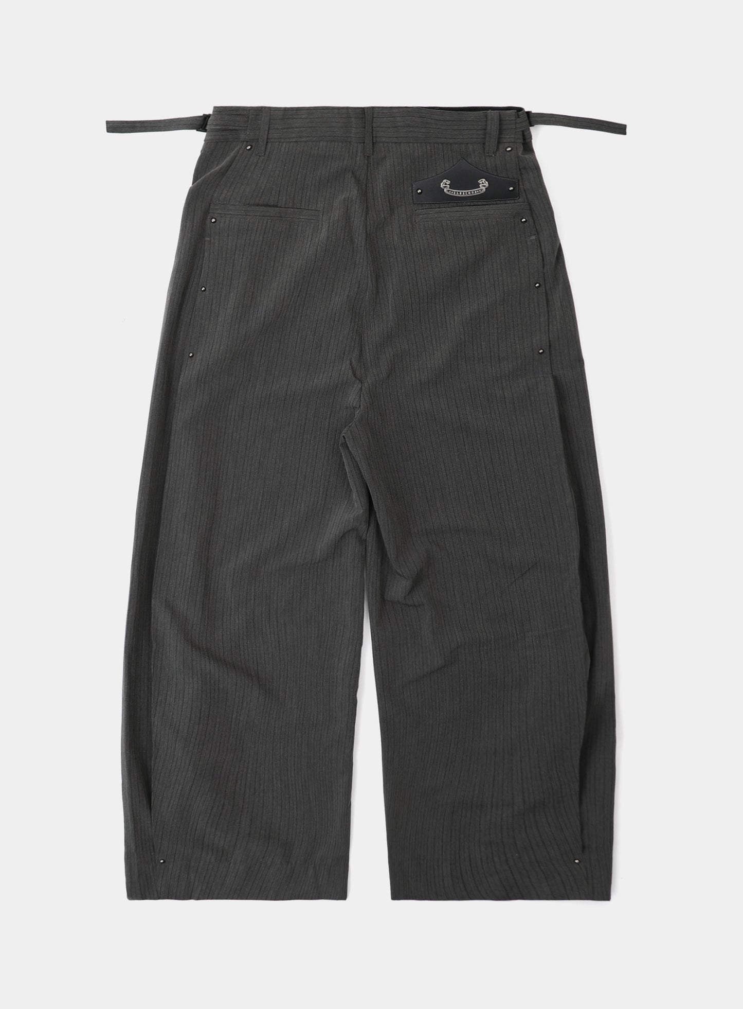 101 Studded Curved Slacks - Charcoal/Striped