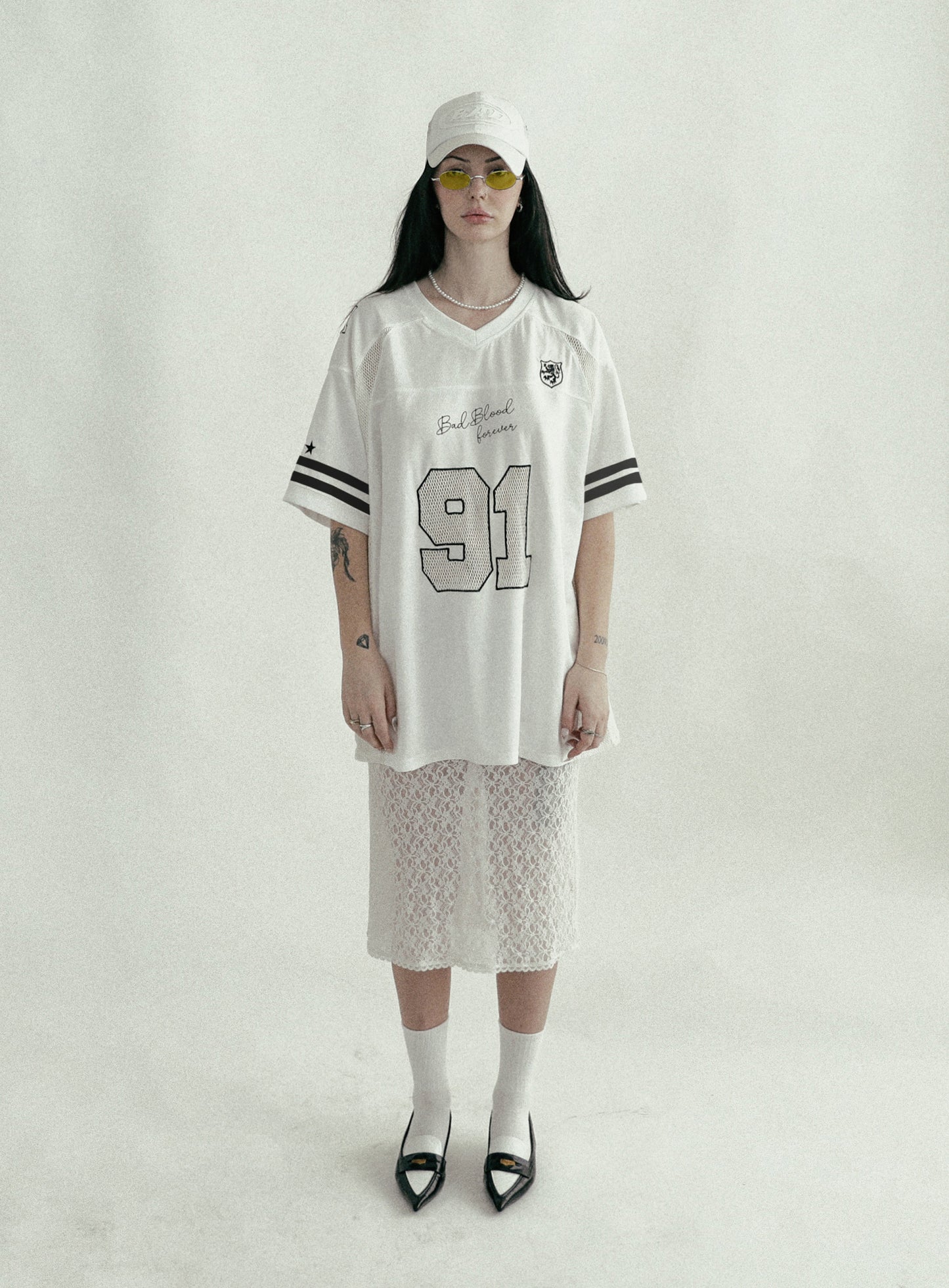 Crochet 91 Football Jersey Large Fit - White