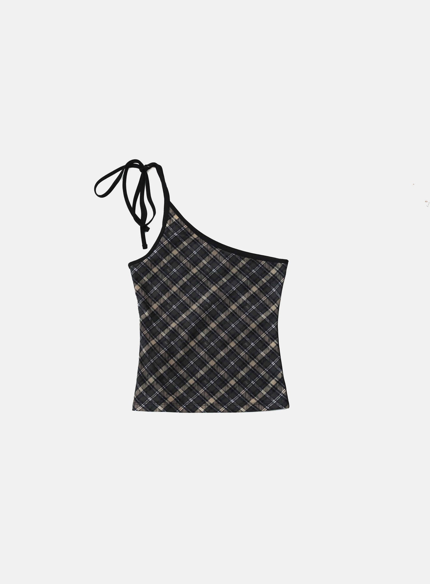 Vintage Club One Shoulder Tank - Checkblack