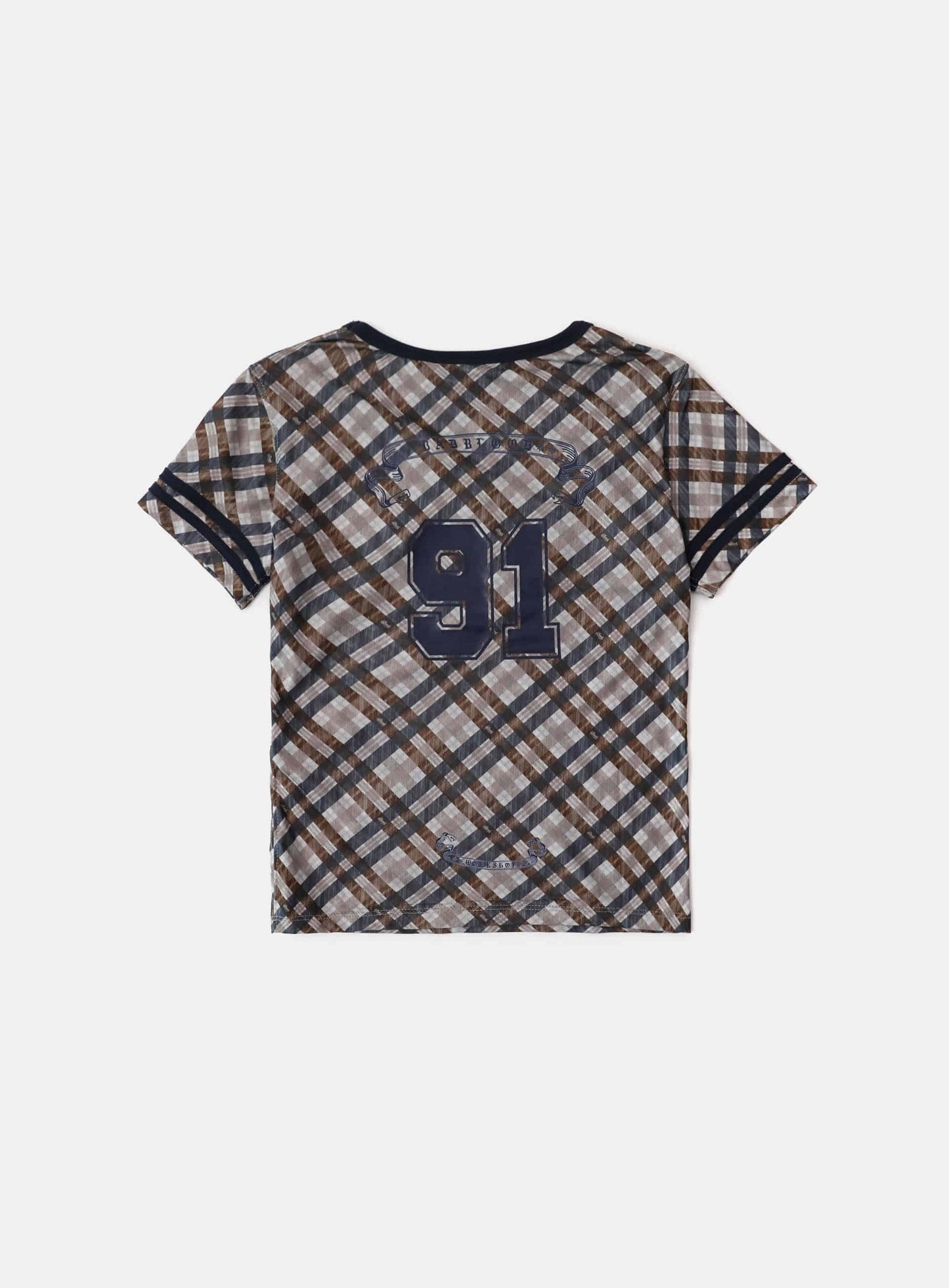 91 V-neck Jersey T-shirt - Beige Check