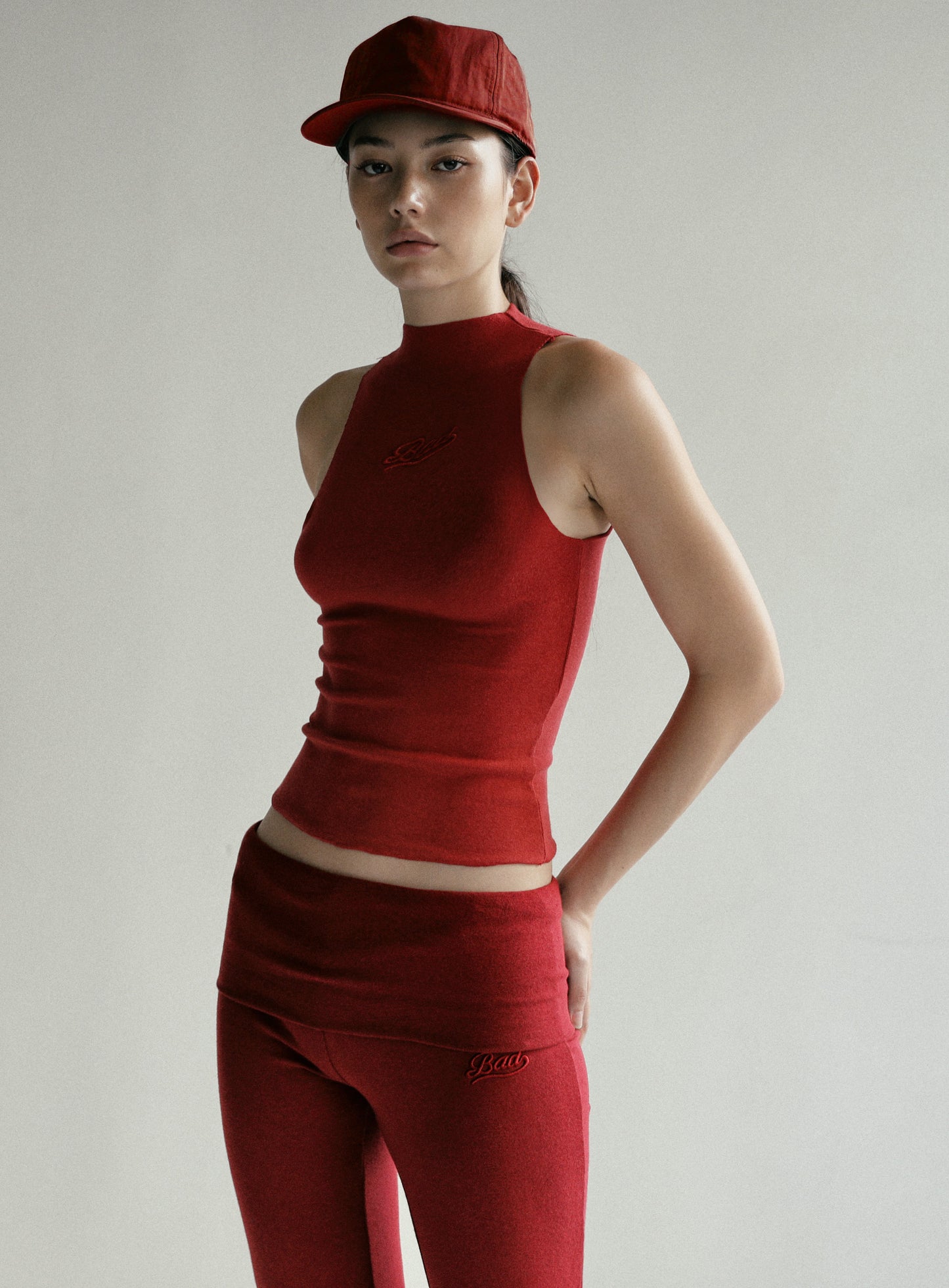 Beyond Soft Mockneck Tank - Carmine