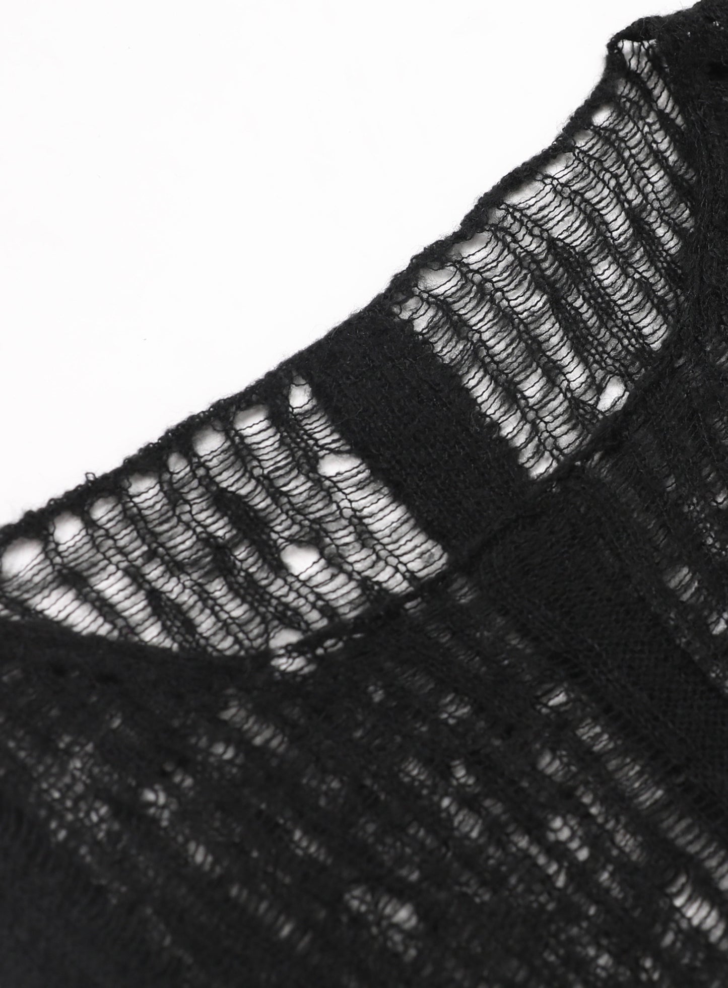 Ripped Knit Tank Sweater - Black