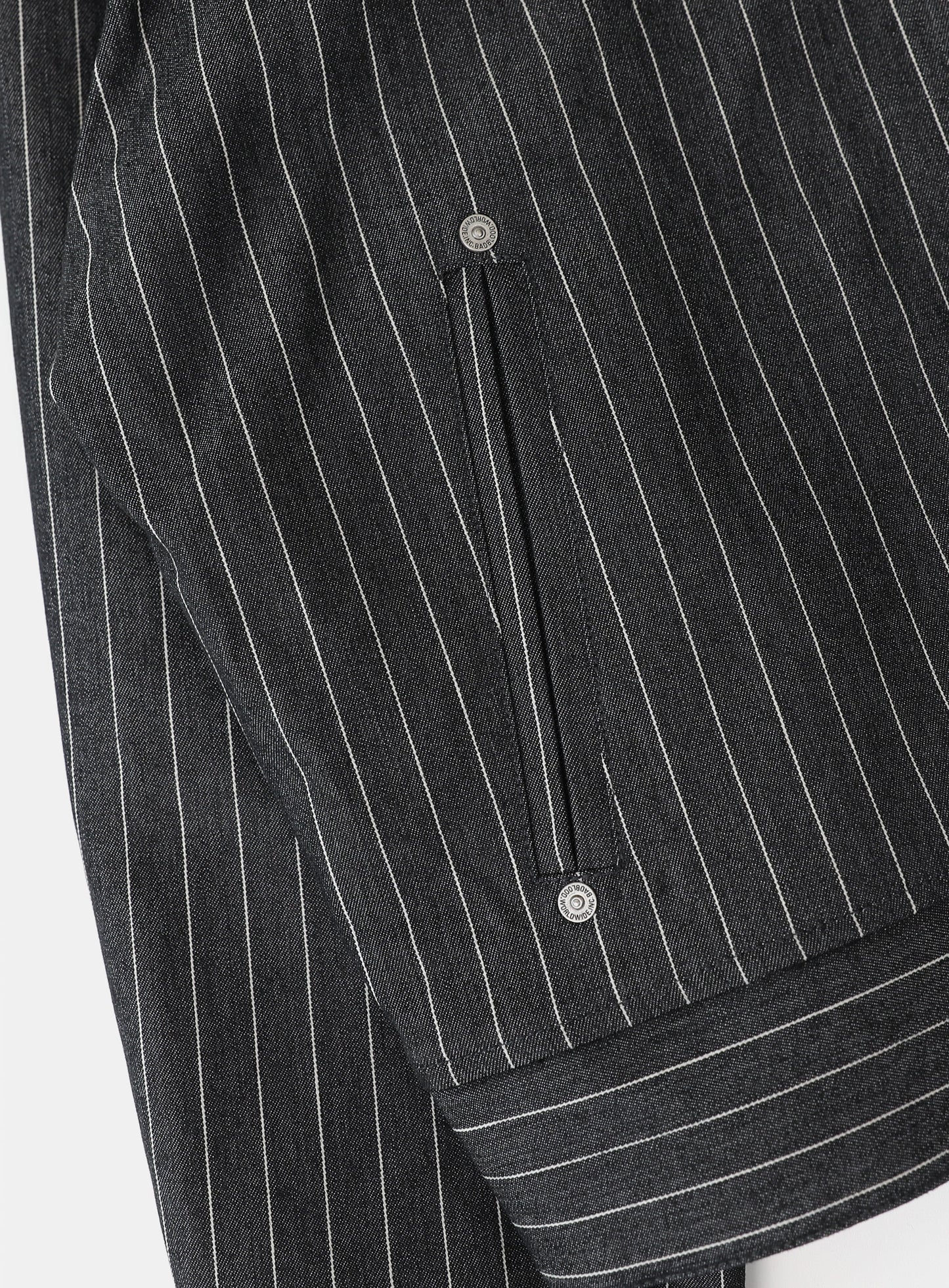 Striped Denim Hoodie - Black