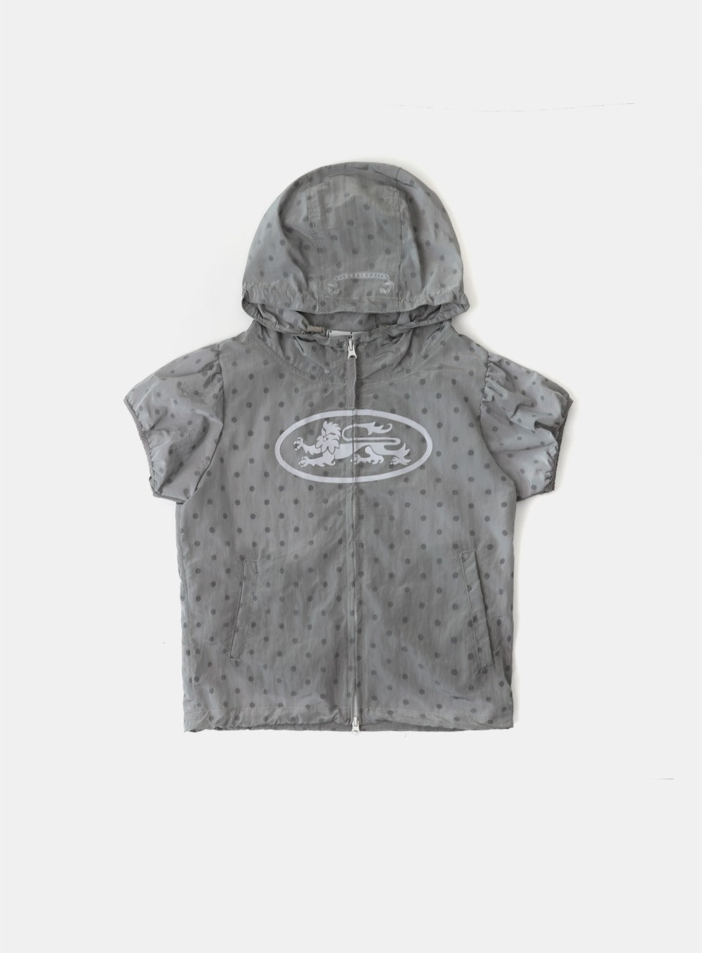Mystic Nylon Reflective Short Sleeve Hooded Zip-Up - Gray Dot