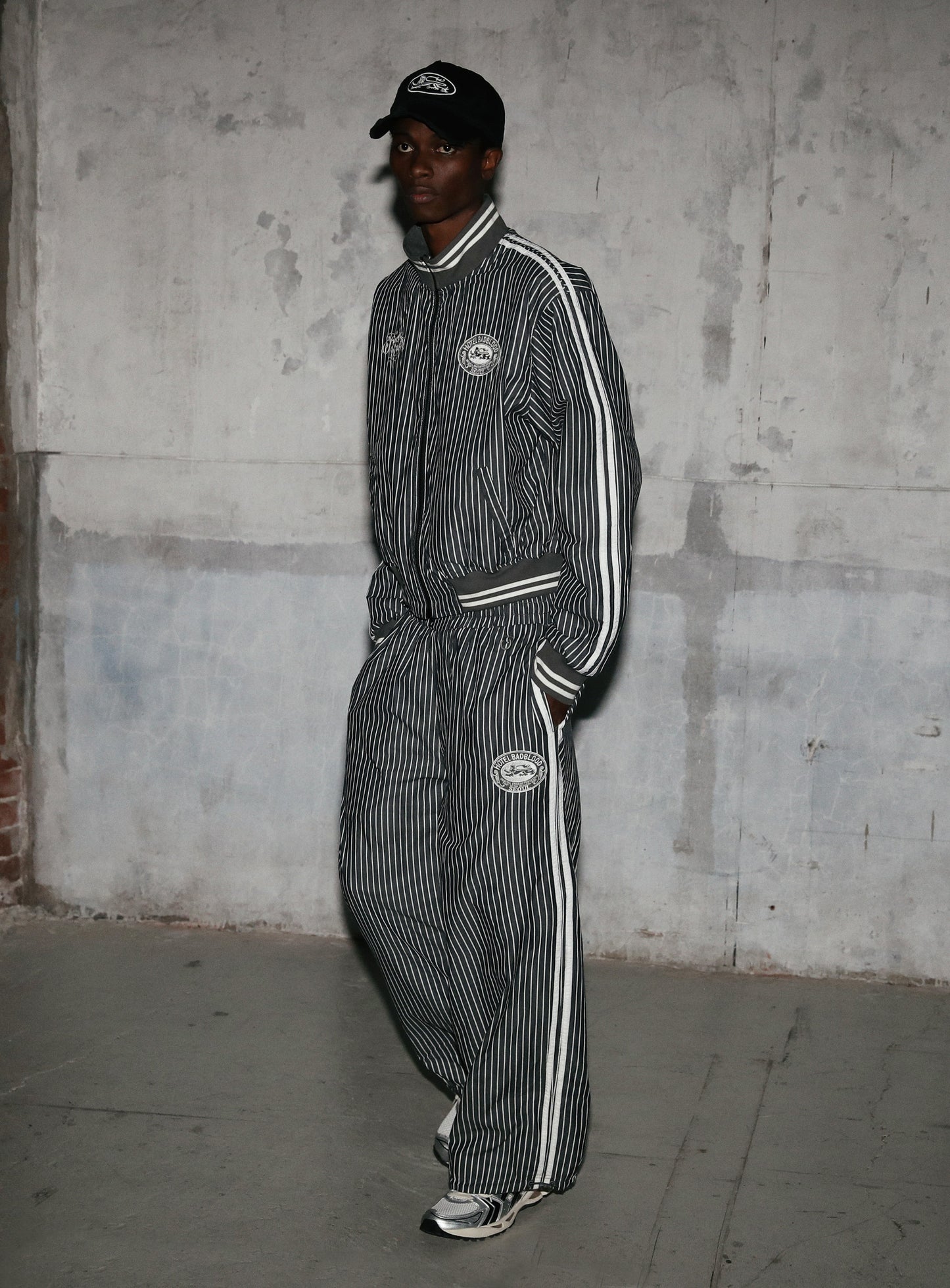 Reversible Pinstripe Track Pants - Grey