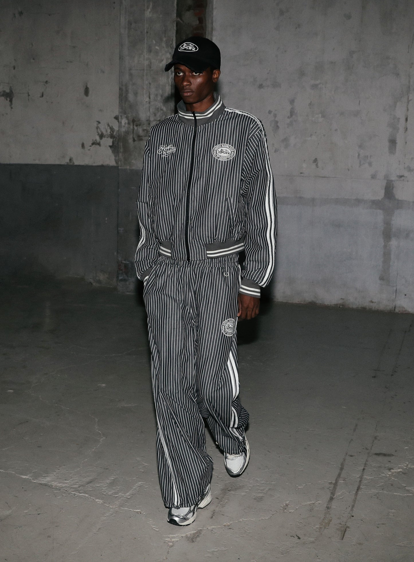 Reversible Pinstripe Track Pants - Grey
