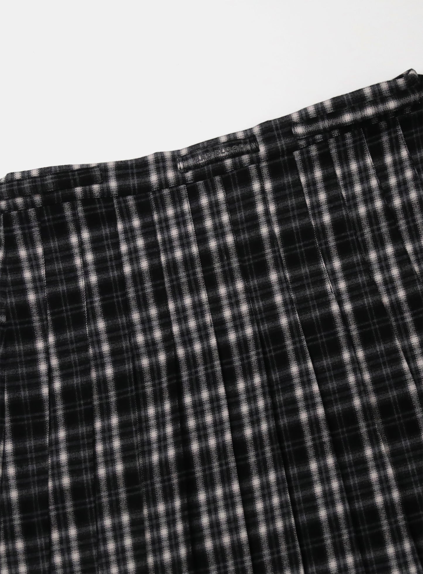Pleated Plaid Wrap Skirt - Black