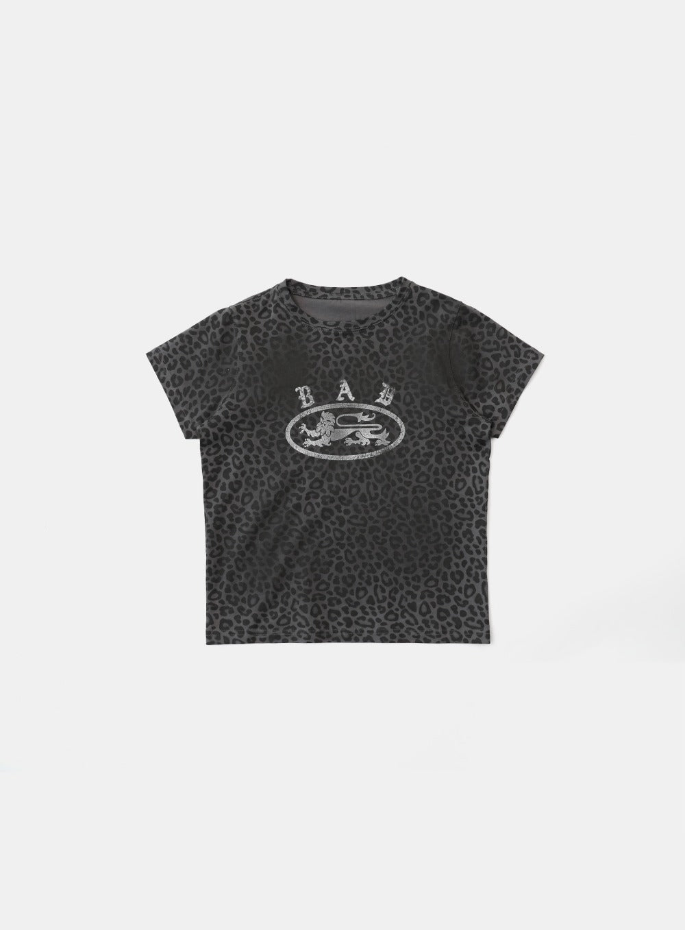 Crack Print T-Shirt - Black Leopard