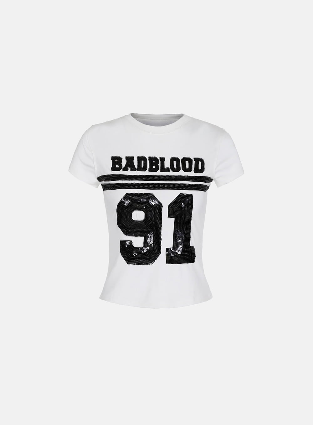 Sequin Logo Short Sleeve Baby Fit - White