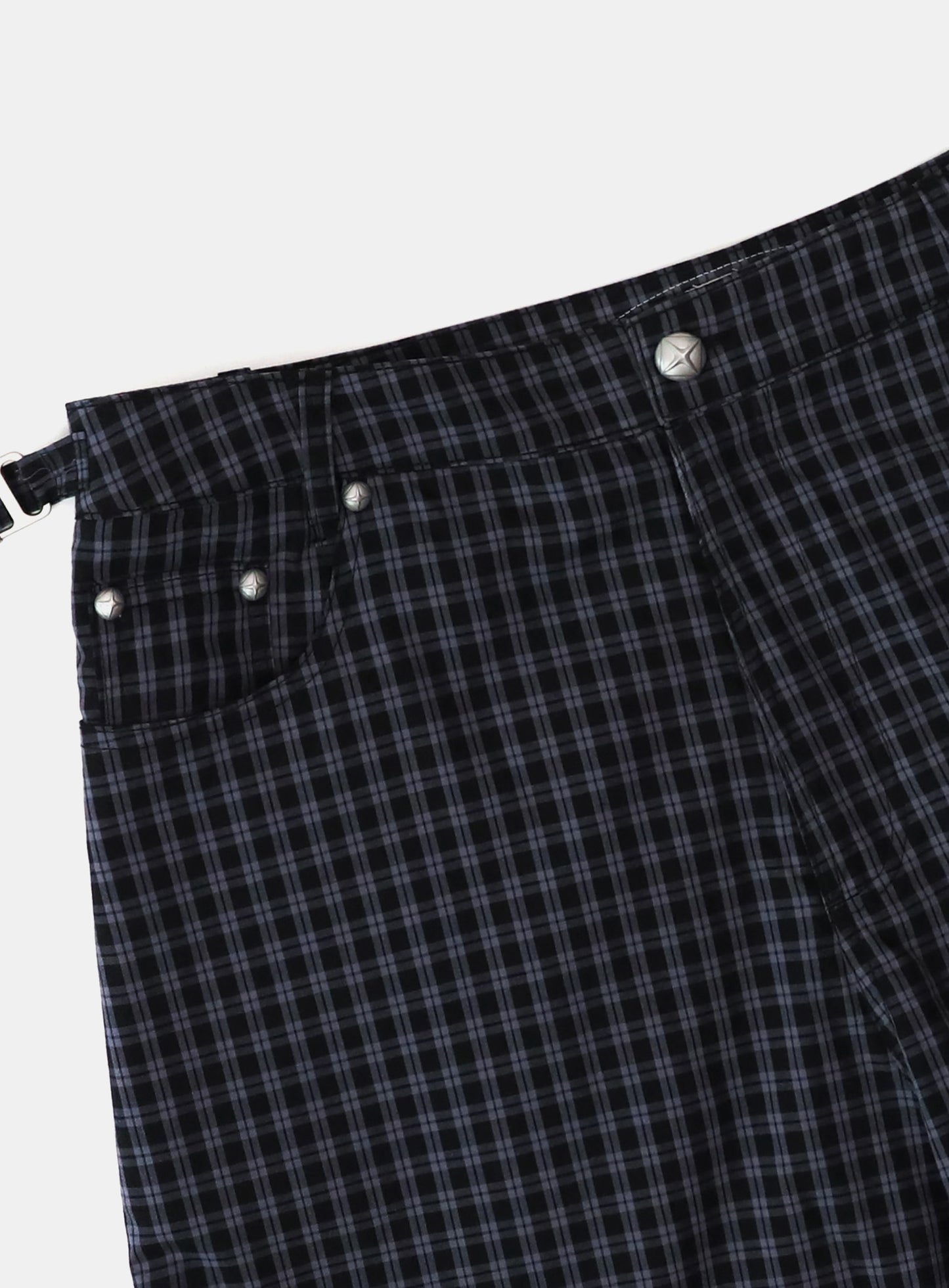 Cosmo Graphic Bermuda Pants - Charcoal Blue Check