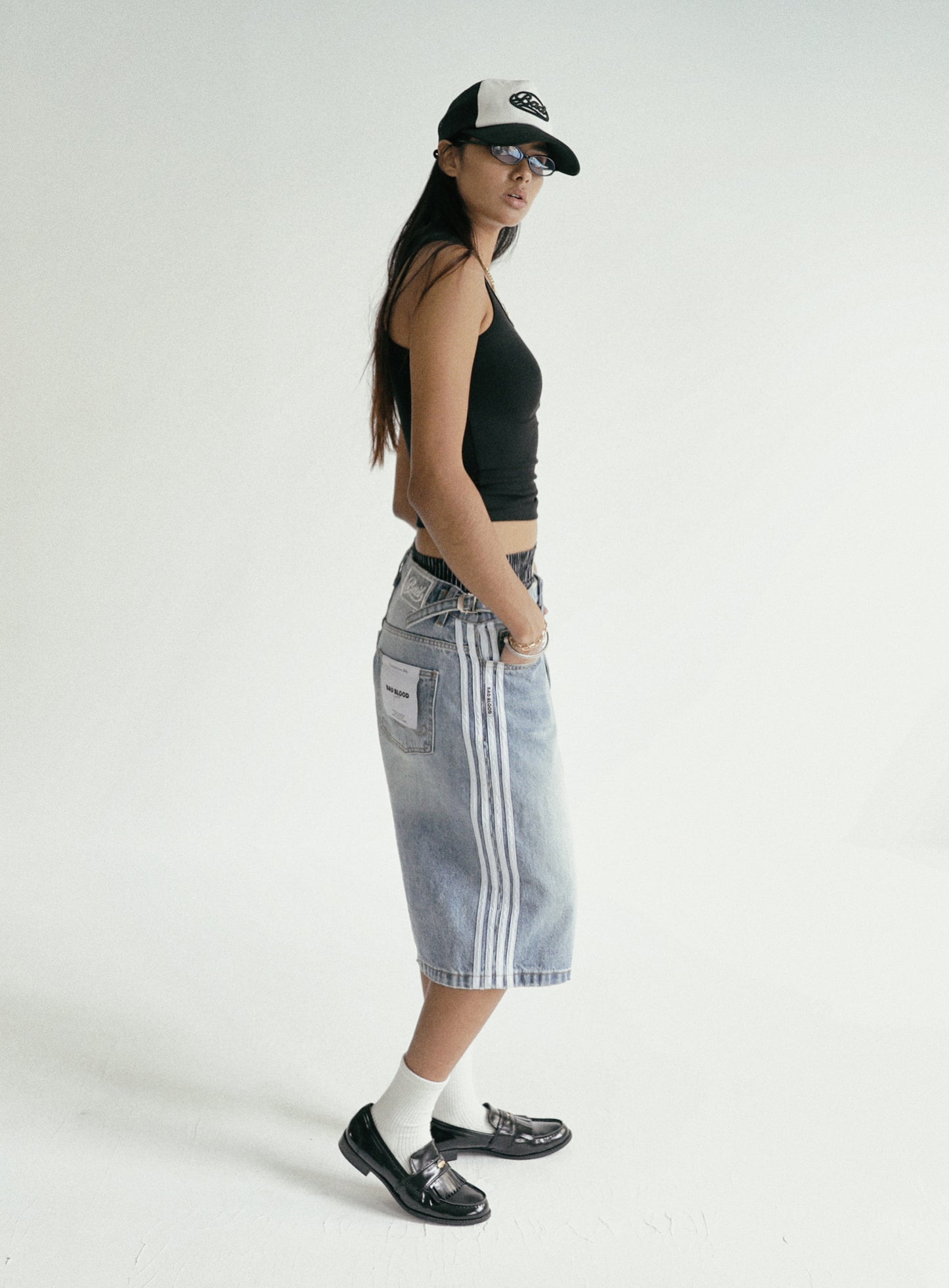 Billy Track Bermuda Jeans Baggy Fit - Blue