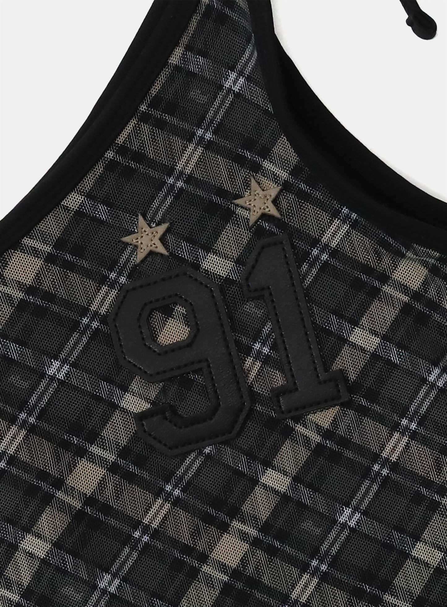 Vintage Club One Shoulder Tank - Checkblack