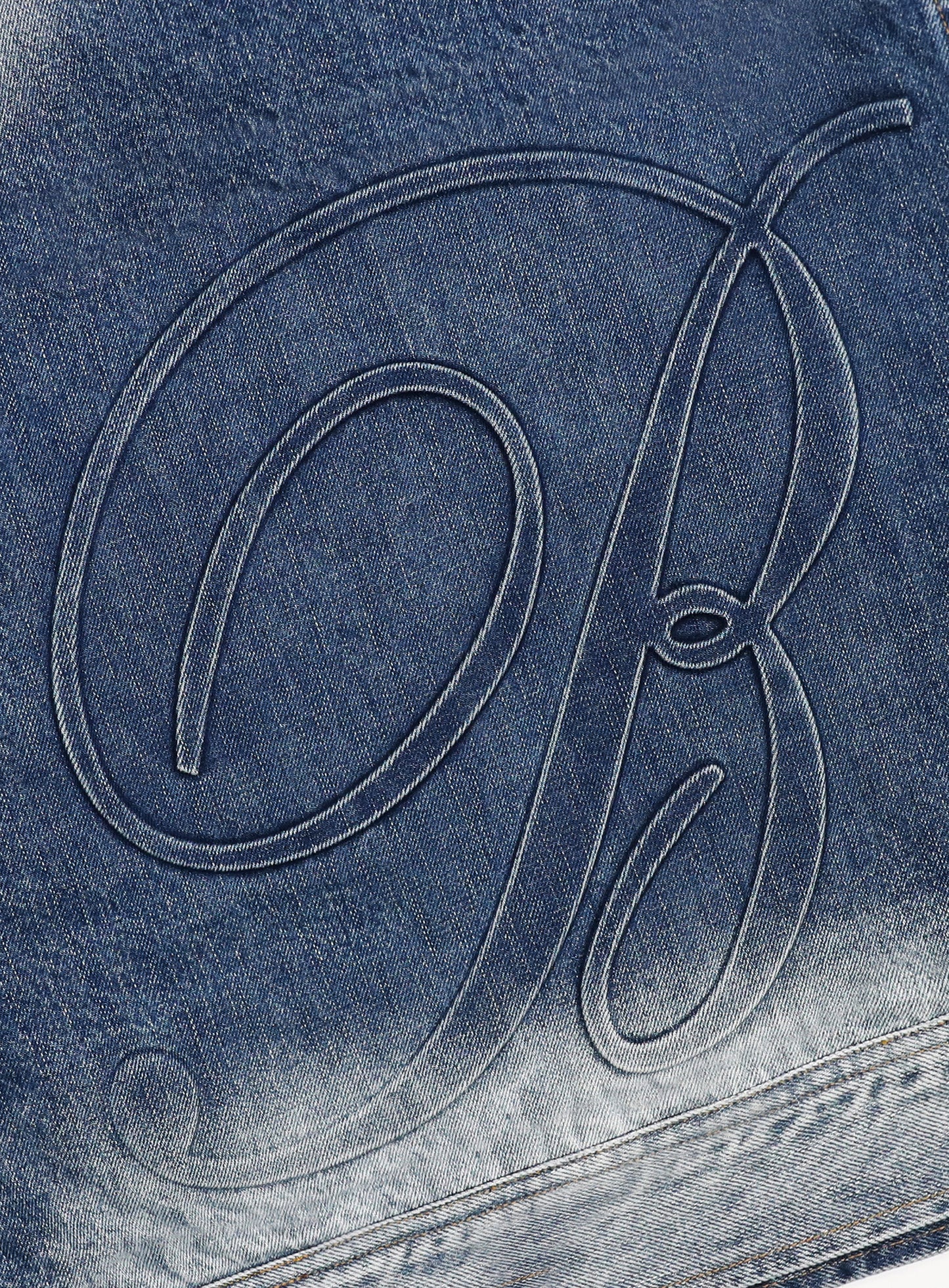 Embossed B Denim Trucker Jacket - Blue