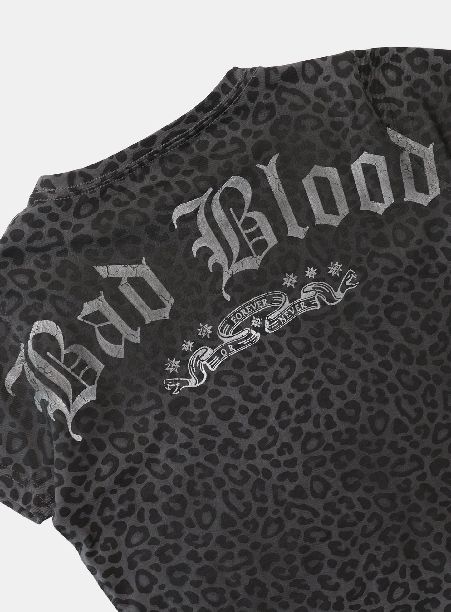 Crack Print T-Shirt - Black Leopard