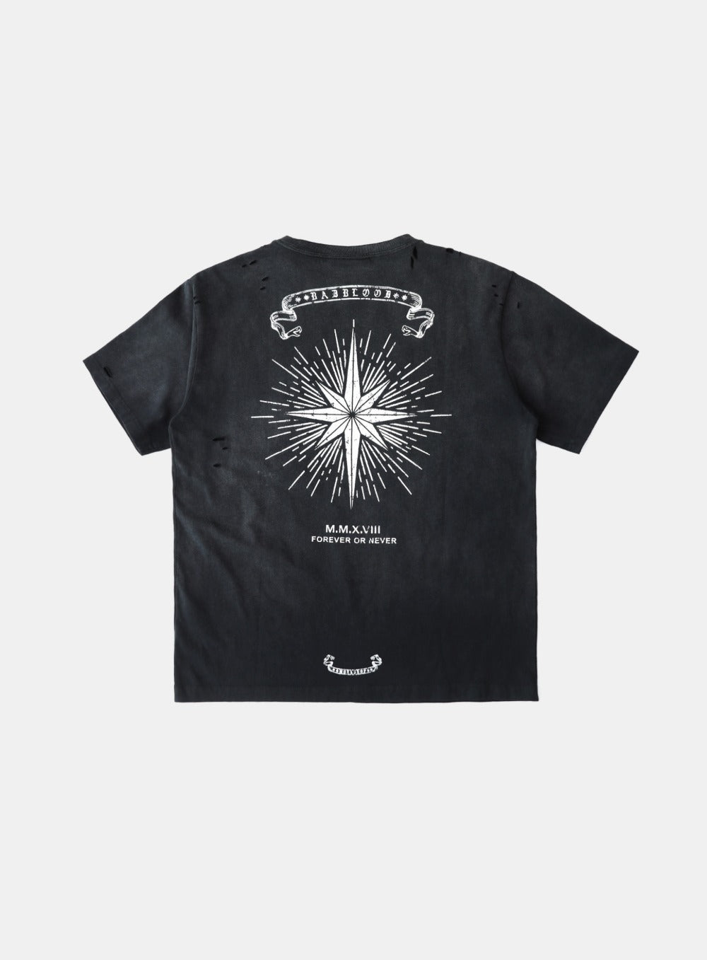 Cosmo Print Distressed Pocket T-Shirt - Black