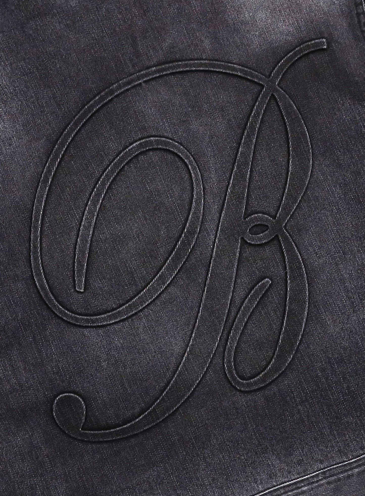 Embossed B Denim Trucker Jacket - Black