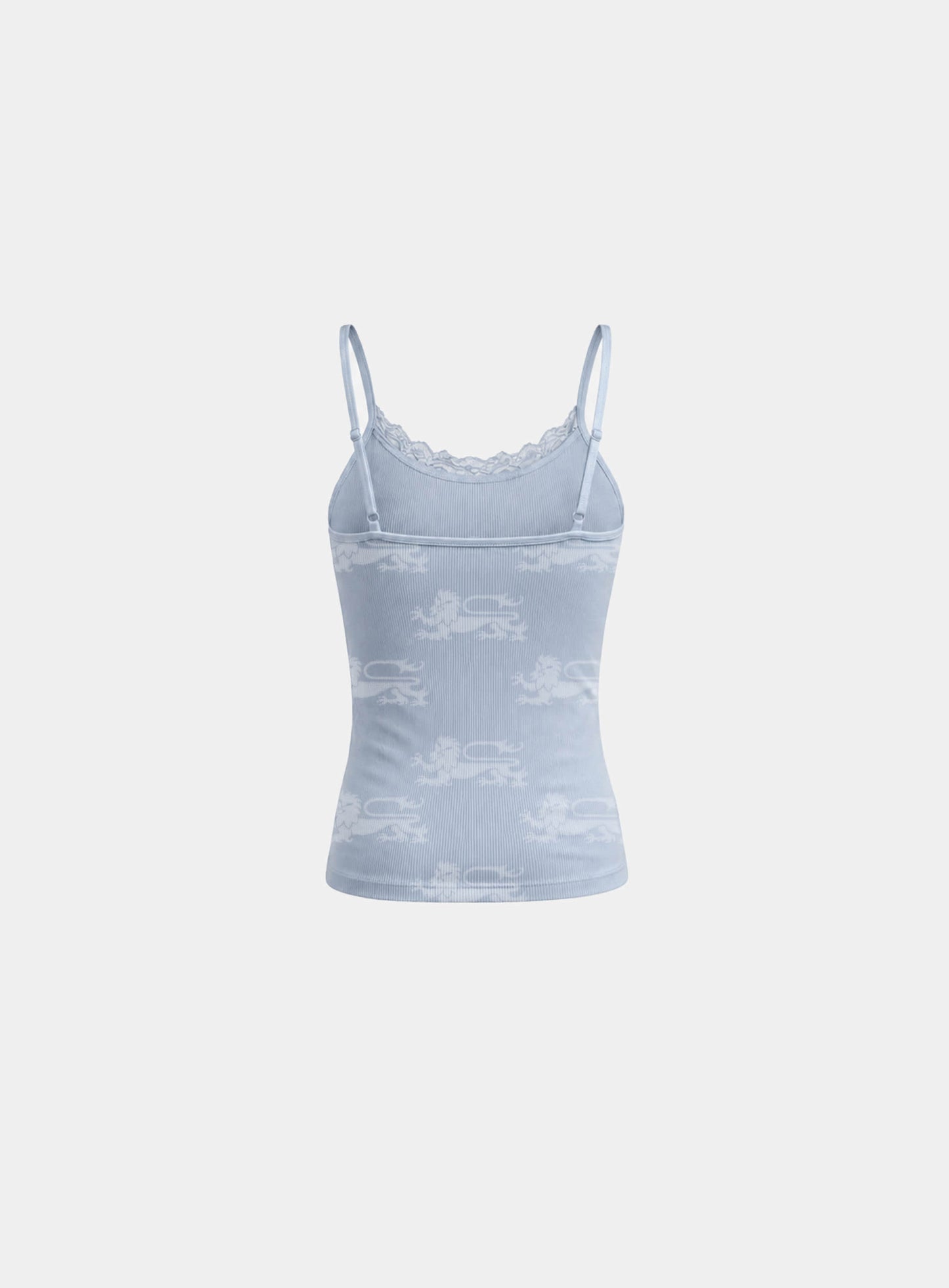 [w-tnk26-061 Cotton Rip Lace Camisole Tank - Light Blue