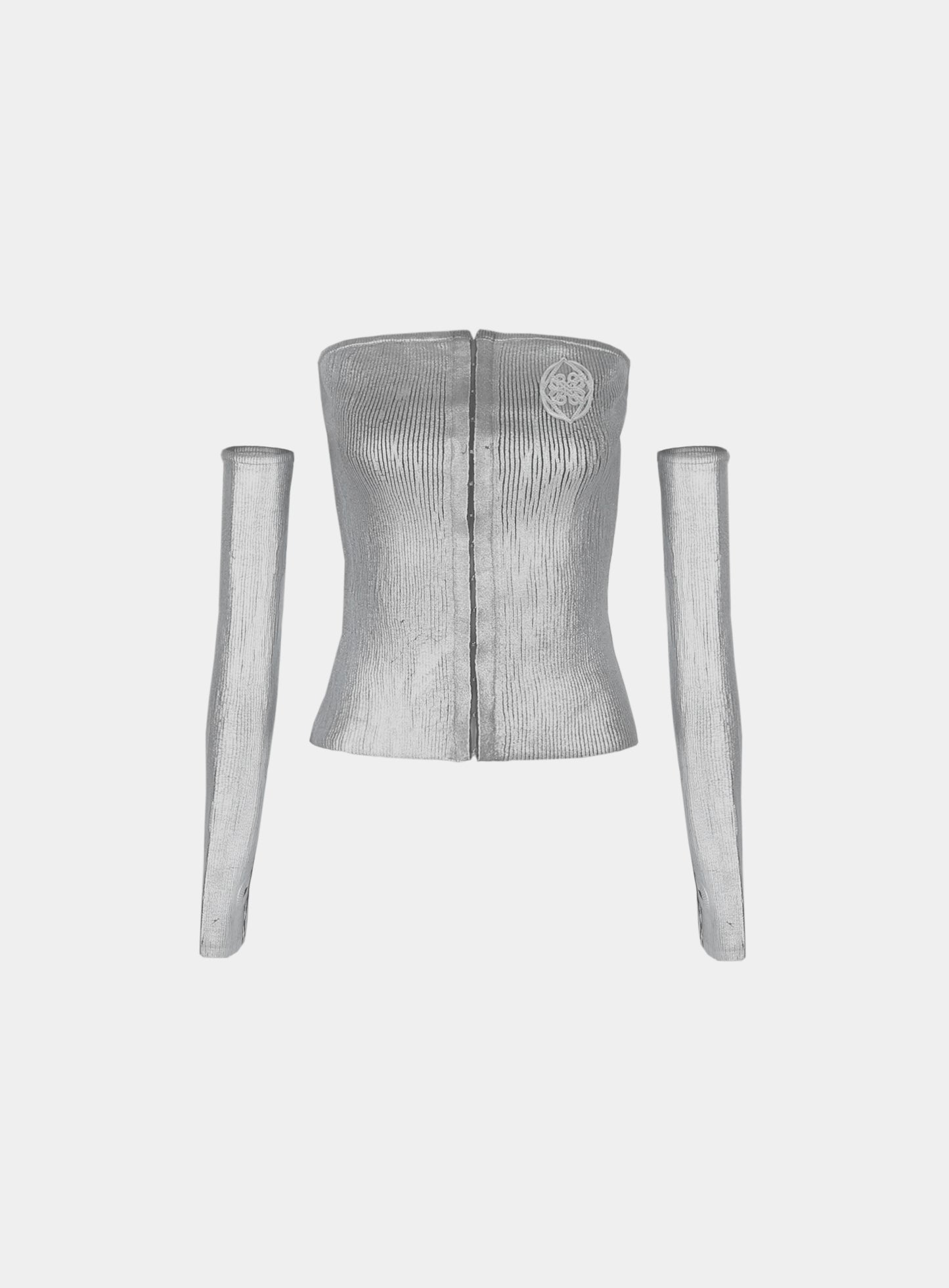 Fleur Metal Tube Top Set 2pcs - Silver