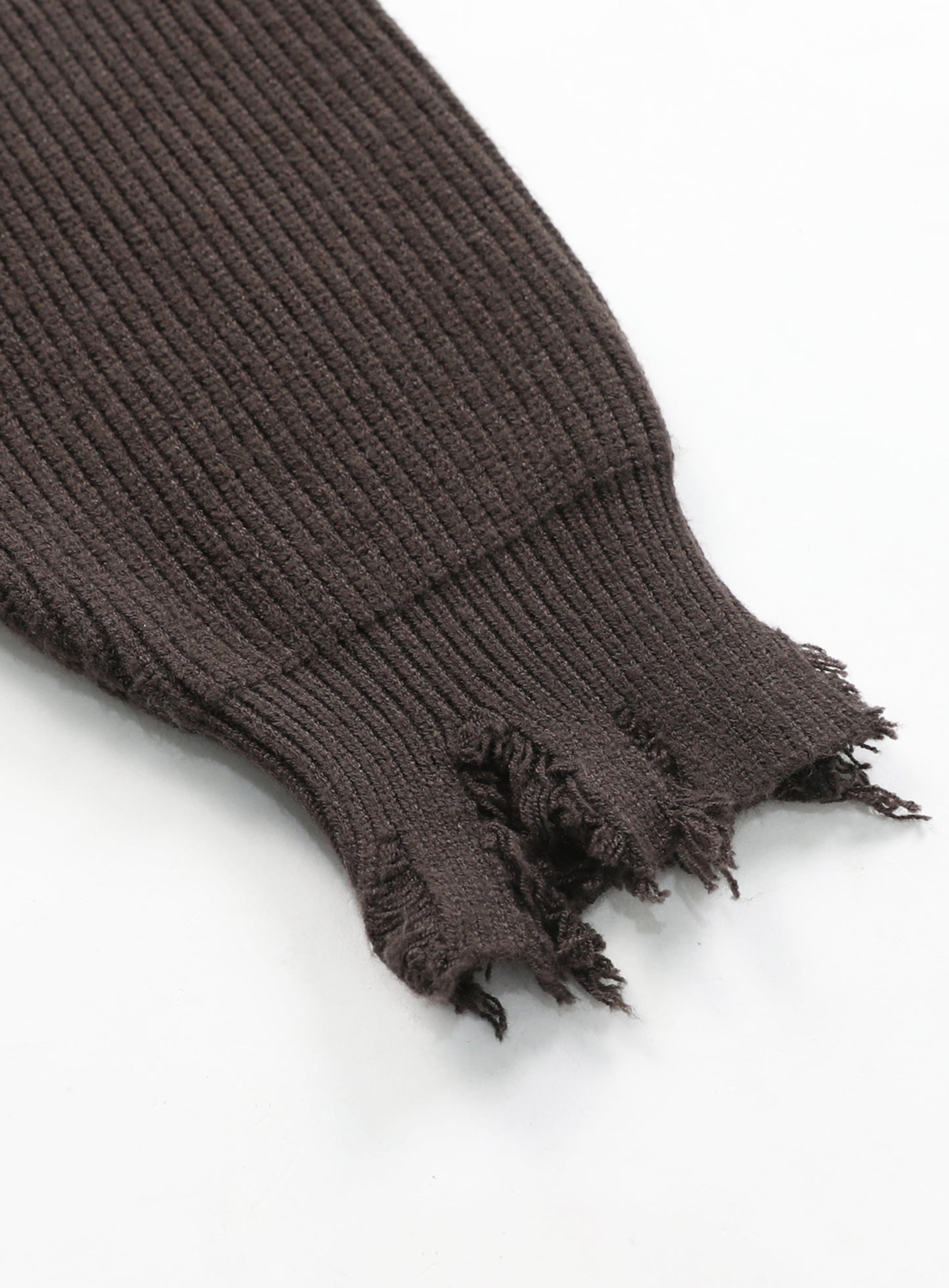 Destroyed Long Sleeve Sweater - Espresso