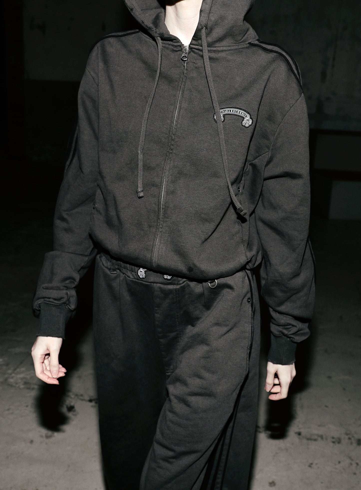 Billy Washed Hooded Zip-Up - Charcoal