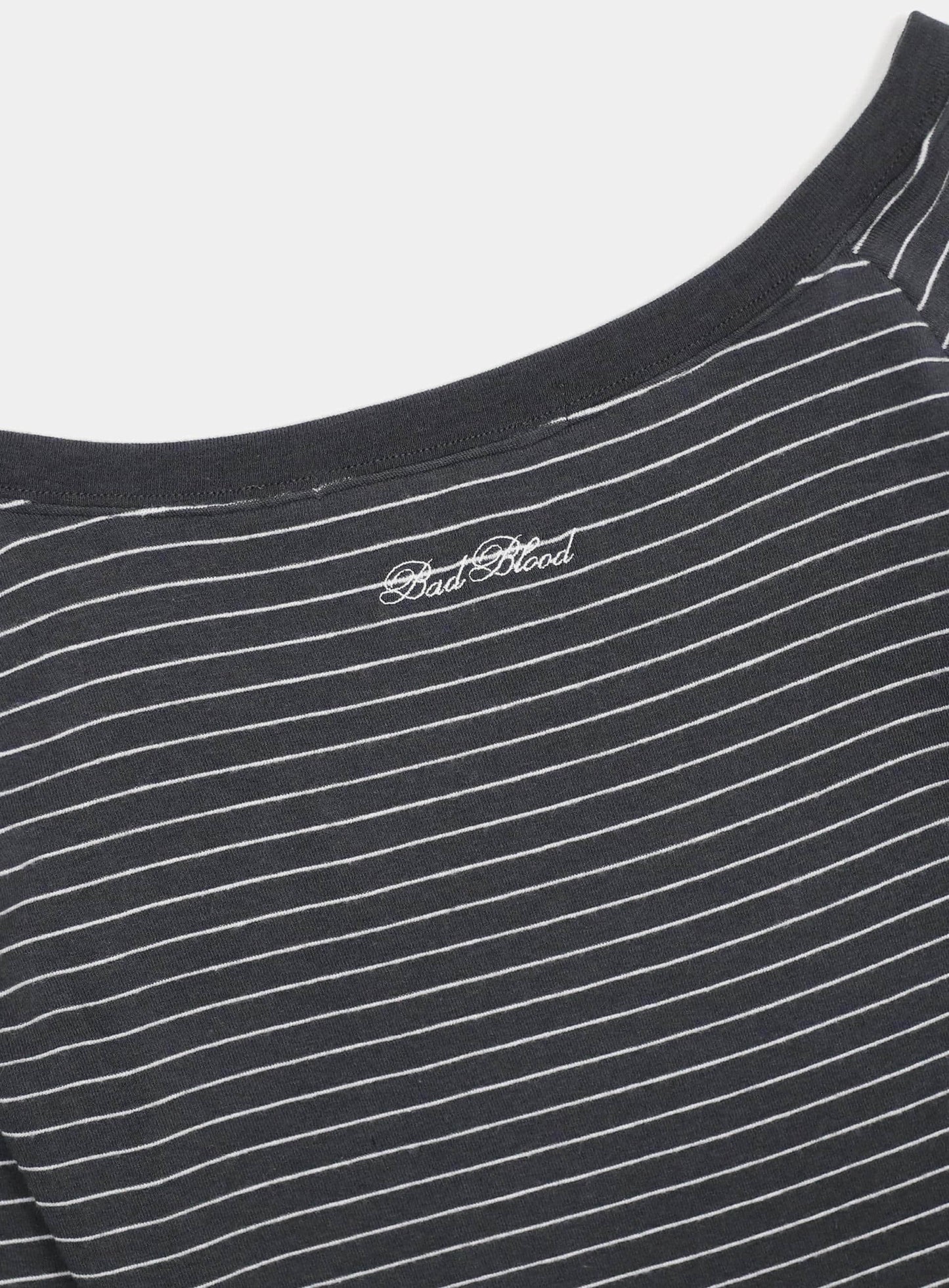 Beyond Soft Off-Shoulder Top - Striped Charcoal