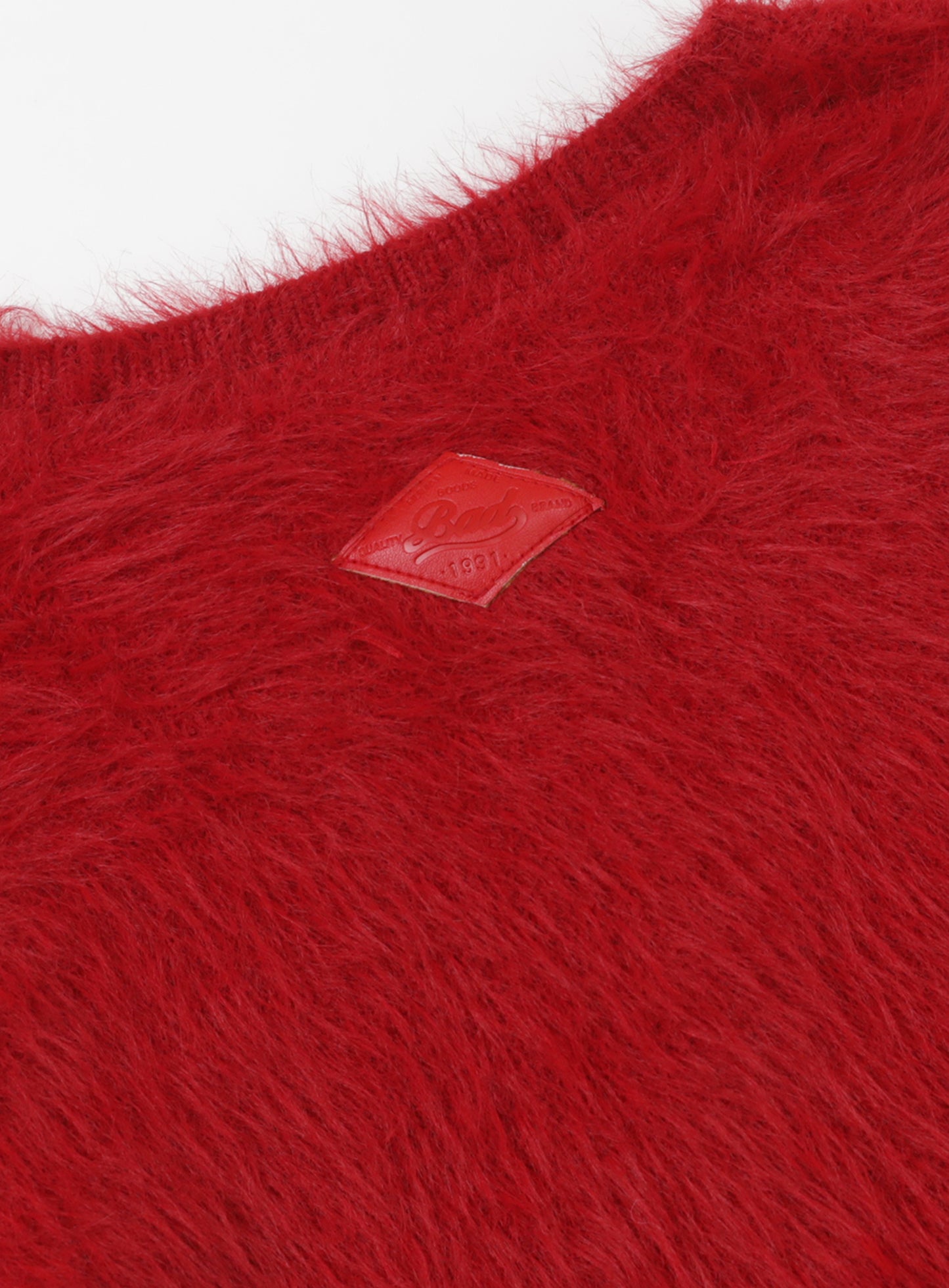 BS Mohair Round Long Sleeve Cardigan - Red