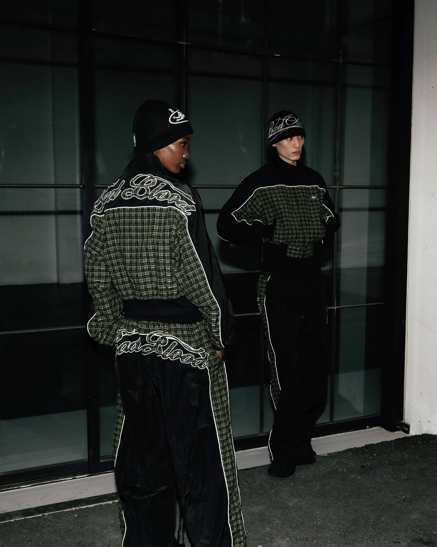 Contrast Check Track Jacket - Green