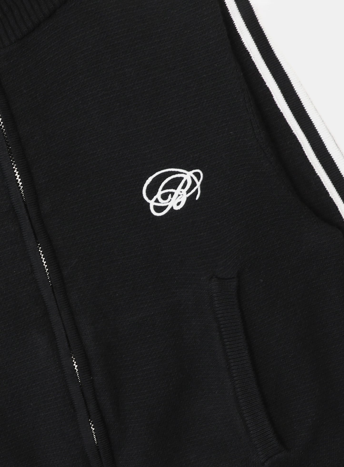 Dark Classic Knit Track Zip-Up - Black
