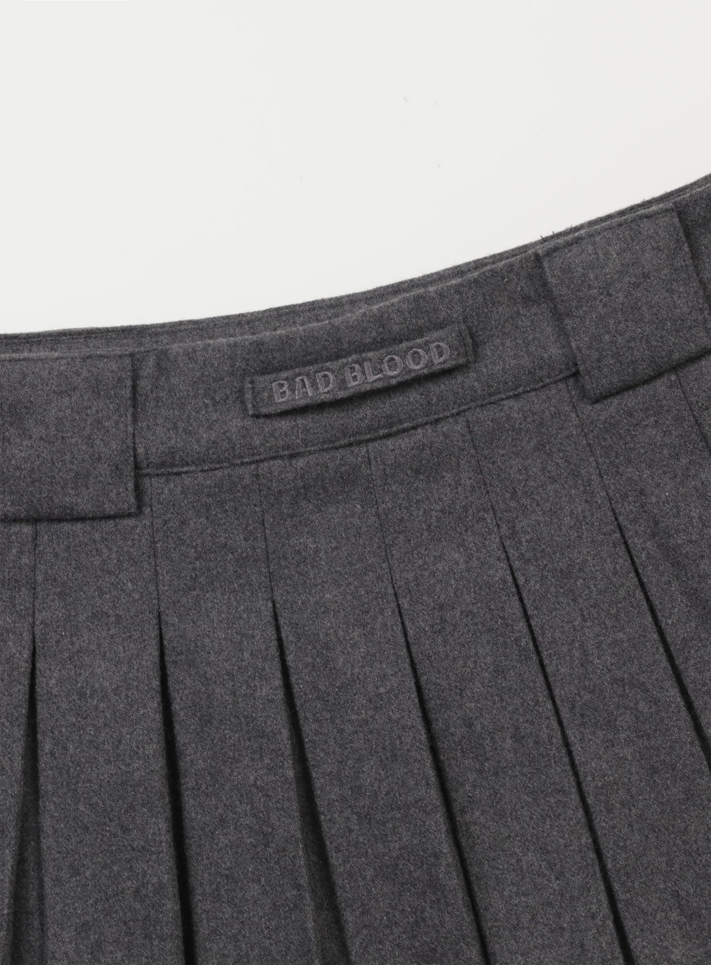 Wool Pleated Mini Skirt - Grey