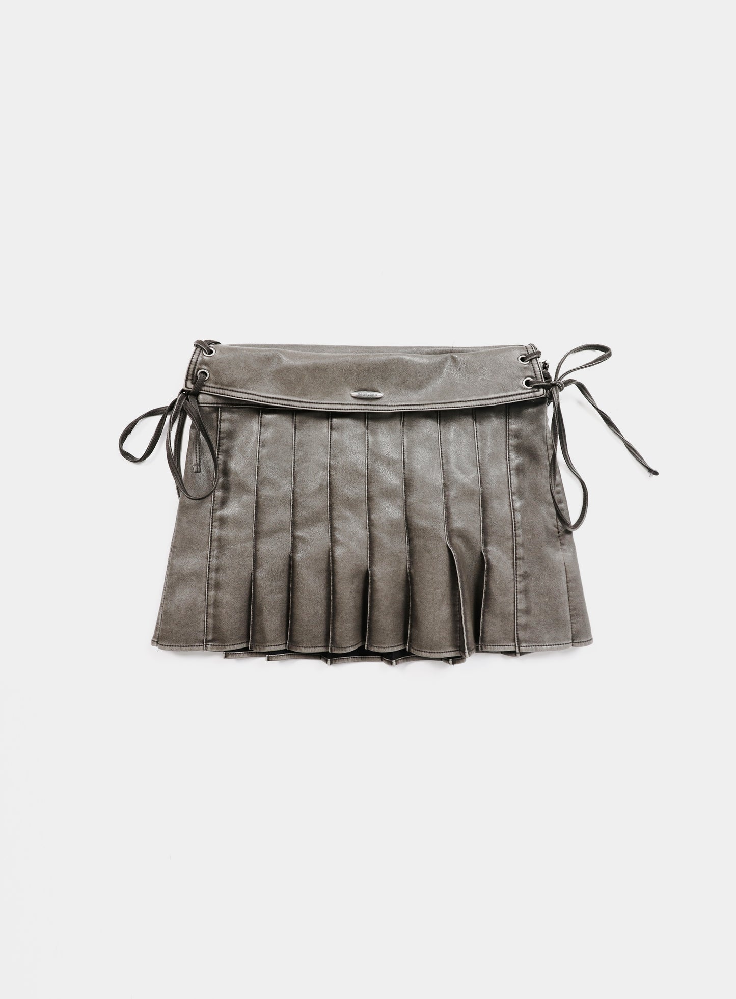Washed Leather Pleated Skirt - Ash